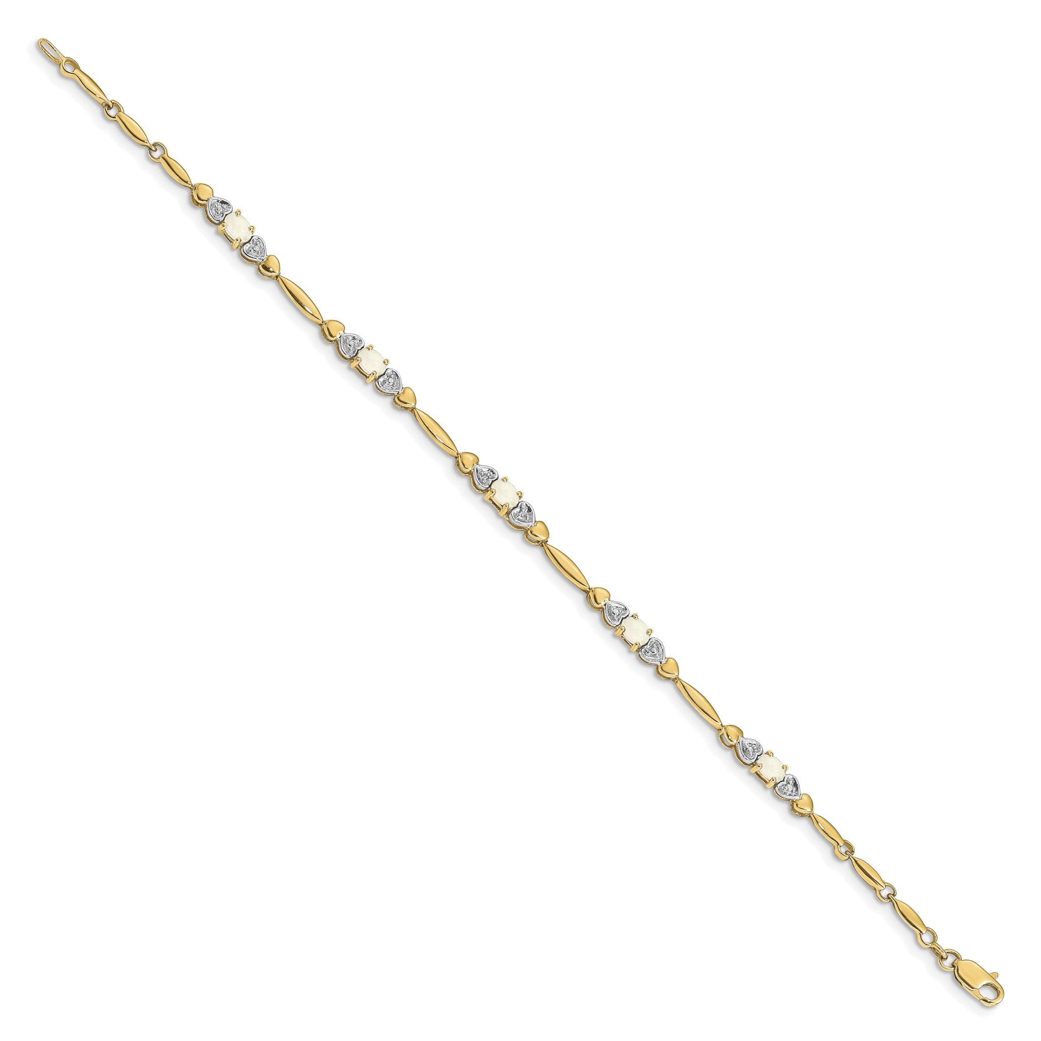 Diamond & Created Opal Bracelet in 14K Yellow Gold (0.01 ct. tw.) Secondary image