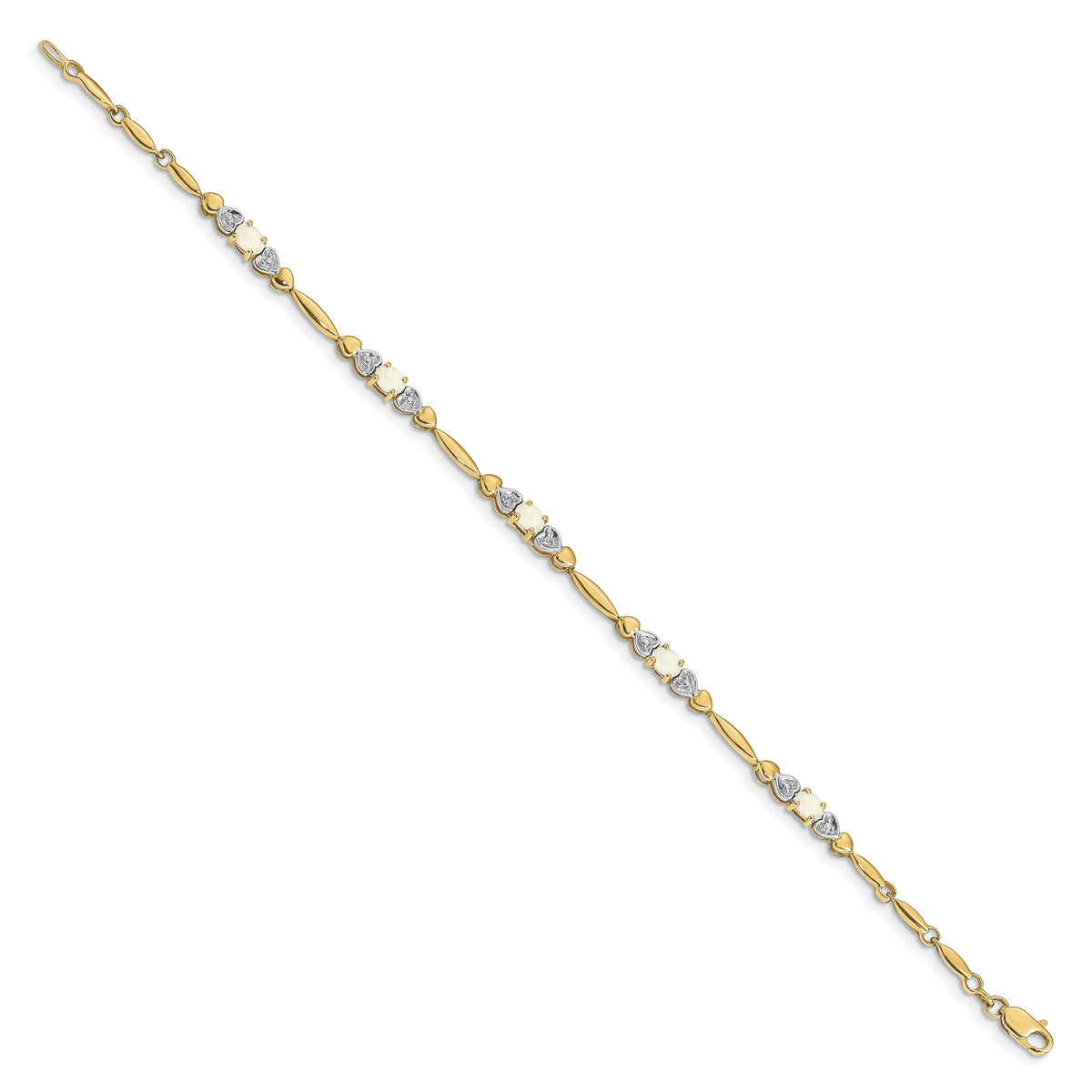 Diamond & Created Opal Bracelet in 14K Yellow Gold (0.01 ct. tw.) - Sophia Jewelers