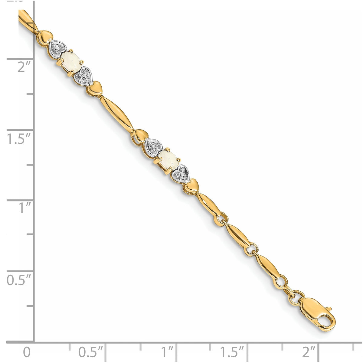 Diamond & Created Opal Bracelet in 14K Yellow Gold (0.01 ct. tw.) - Sophia Jewelers