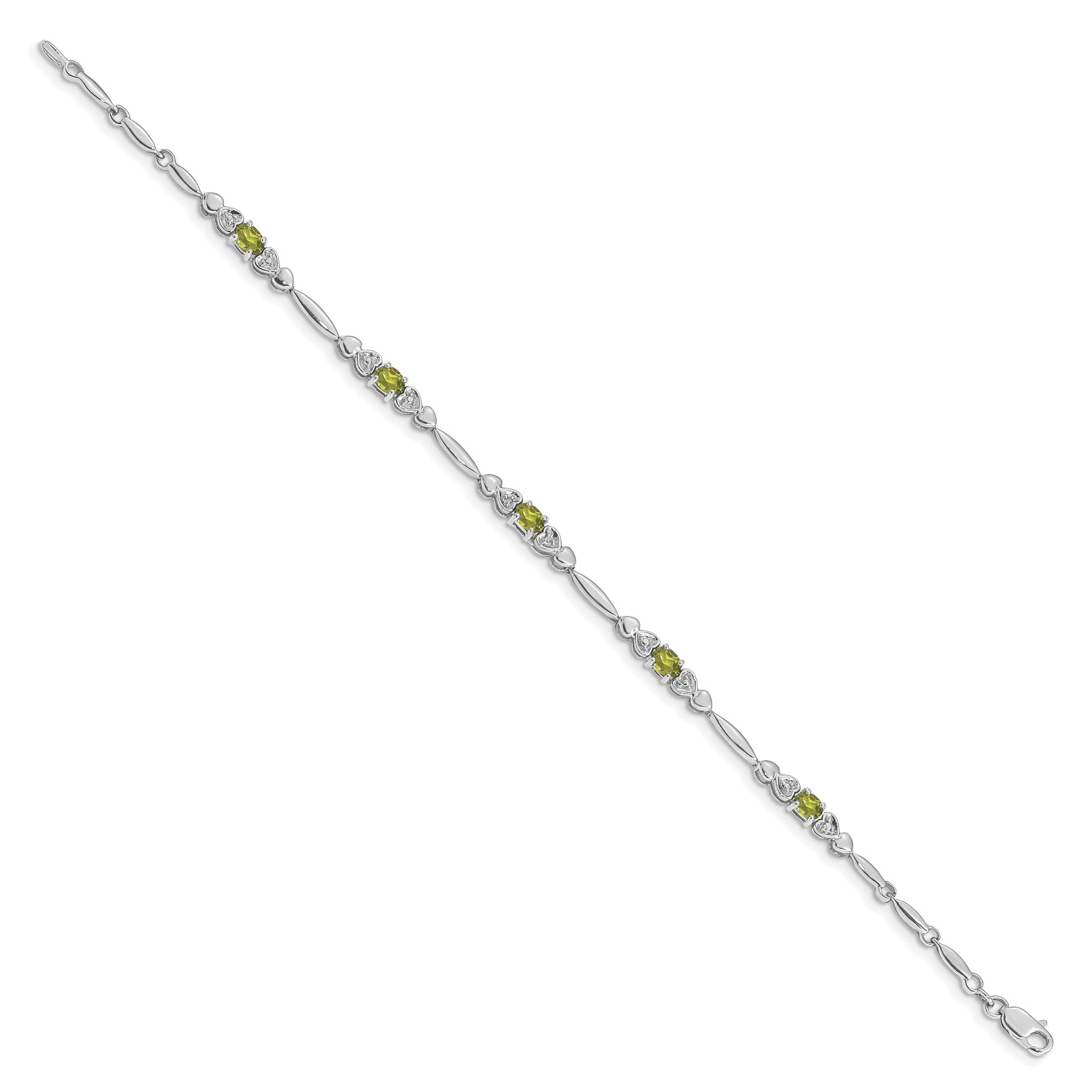 Diamond & Peridot Bracelet in 14K White Gold (0.01 ct. tw.) Secondary image