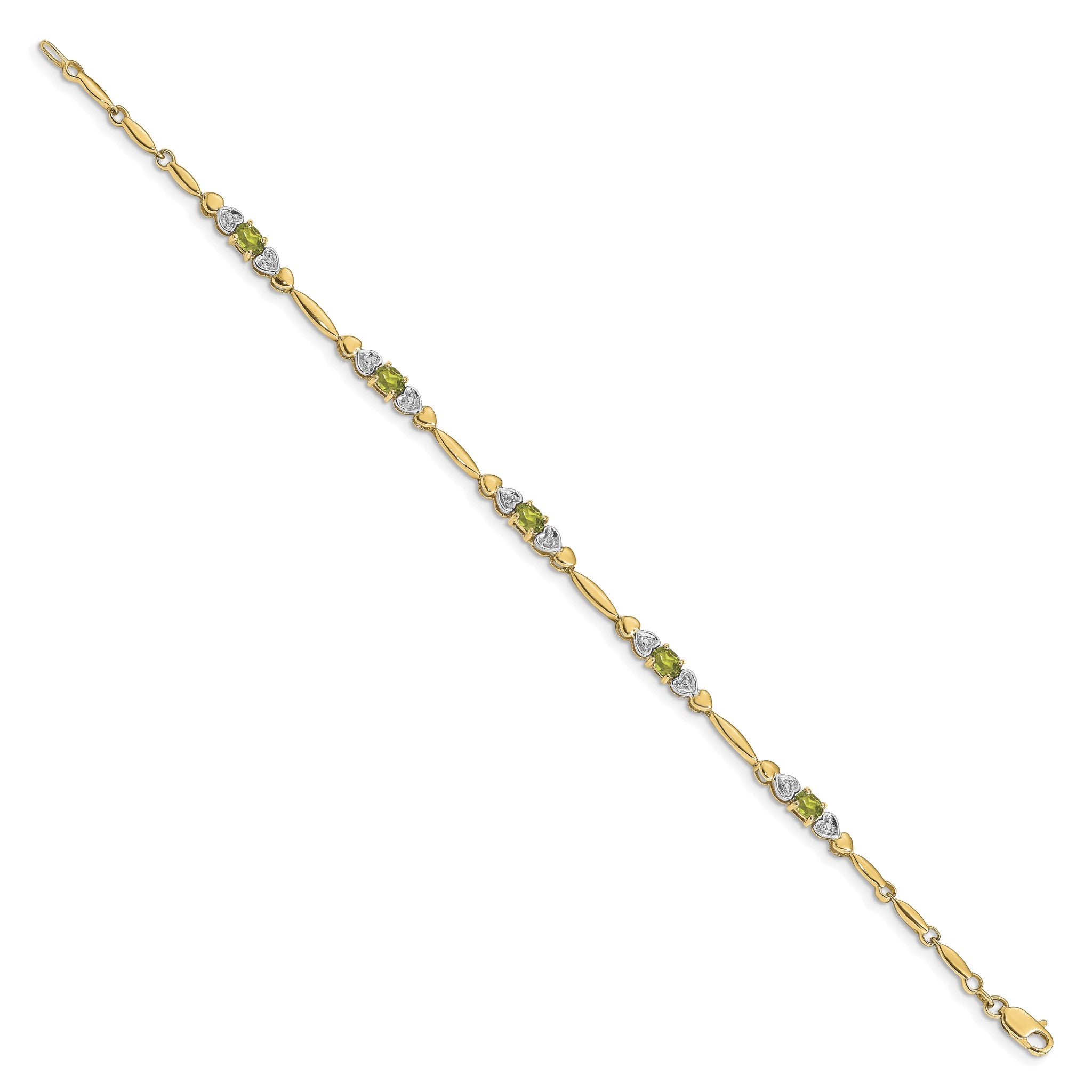 Diamond & Peridot Bracelet in 14K Yellow Gold (0.01 ct. tw.) Secondary image