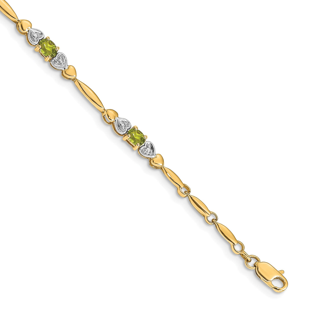 Diamond & Peridot Bracelet in 14K Yellow Gold (0.01 ct. tw.) - Sophia Jewelers Main image