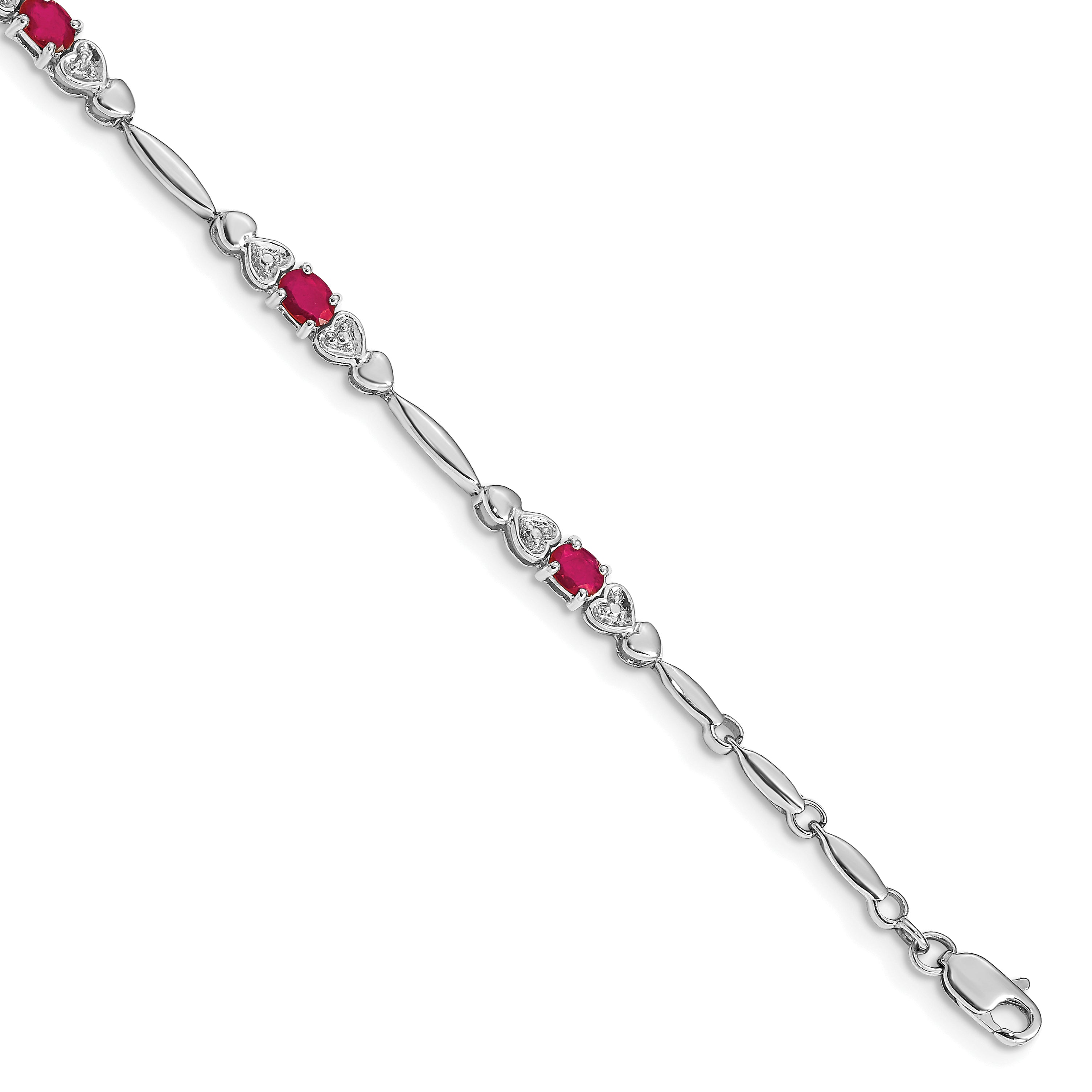 10k White Gold Diamond and Ruby Bracelet Main image