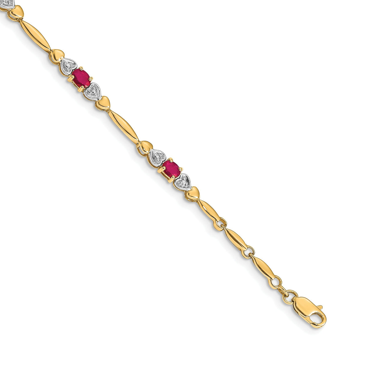 Diamond & Ruby Bracelet in 10K Yellow Gold, 4mm (0.01 ct. tw.), 7 Inch - Sophia Jewelers Main image
