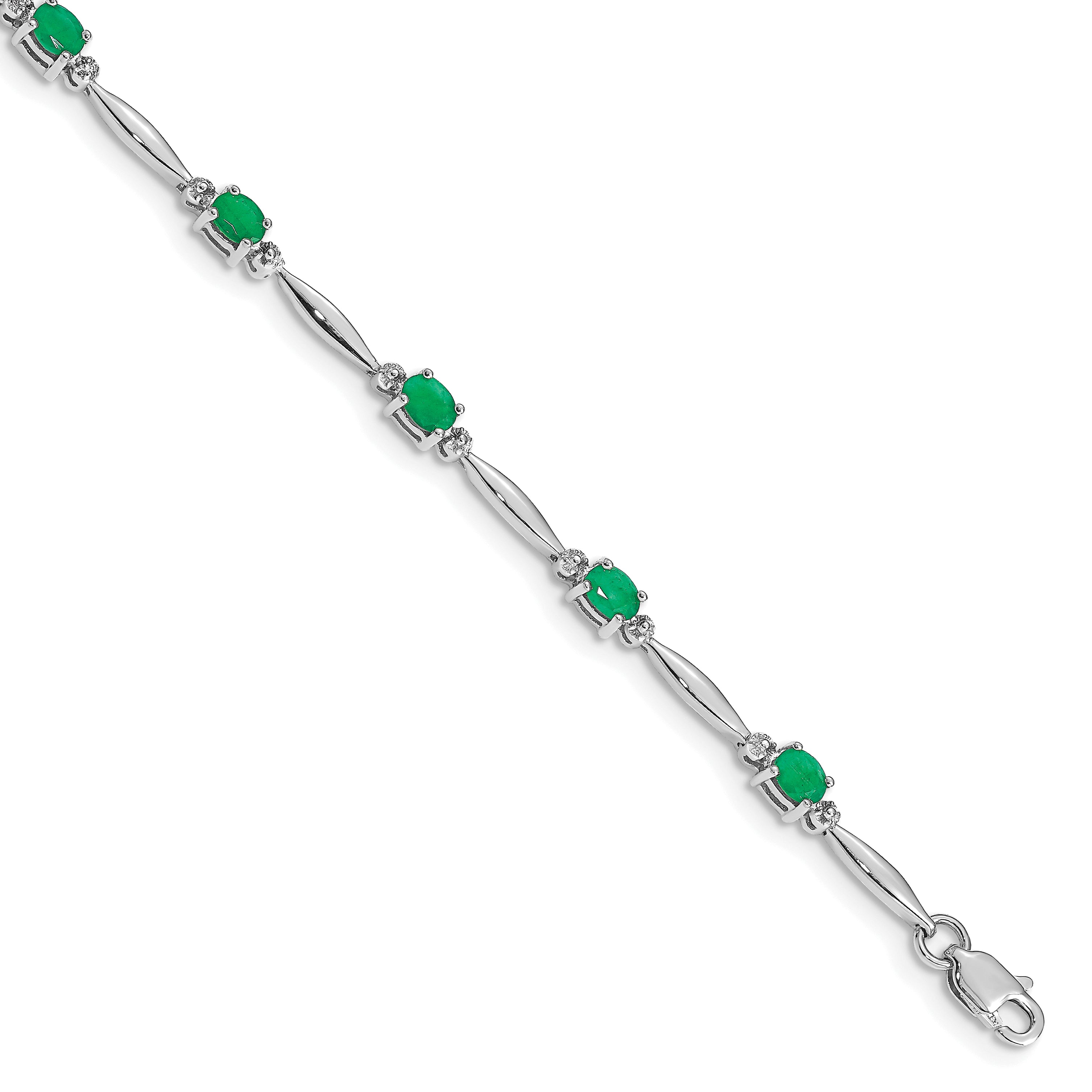 10k White Gold Diamond and Emerald Bracelet Main image
