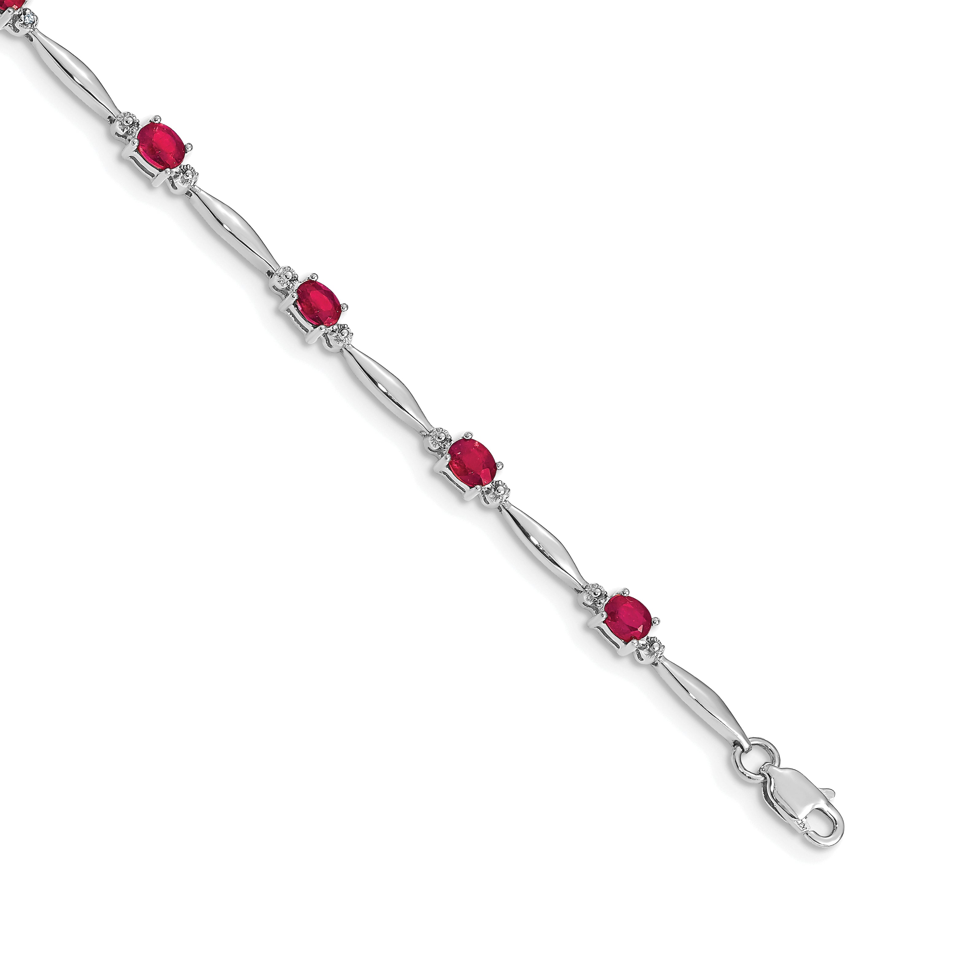 10k White Gold Diamond and Ruby Bracelet Main image