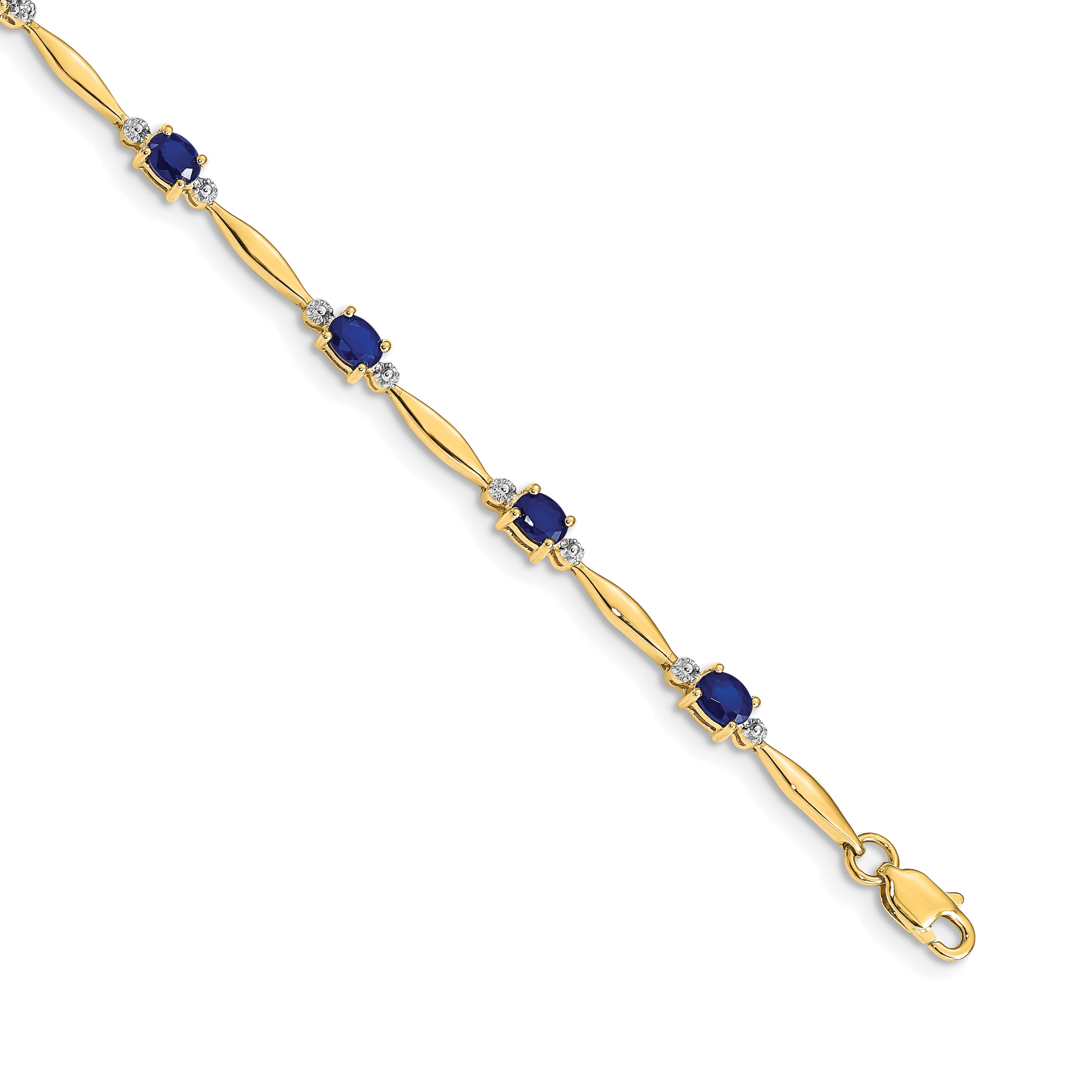 10k Diamond and Oval Sapphire Bracelet Main image