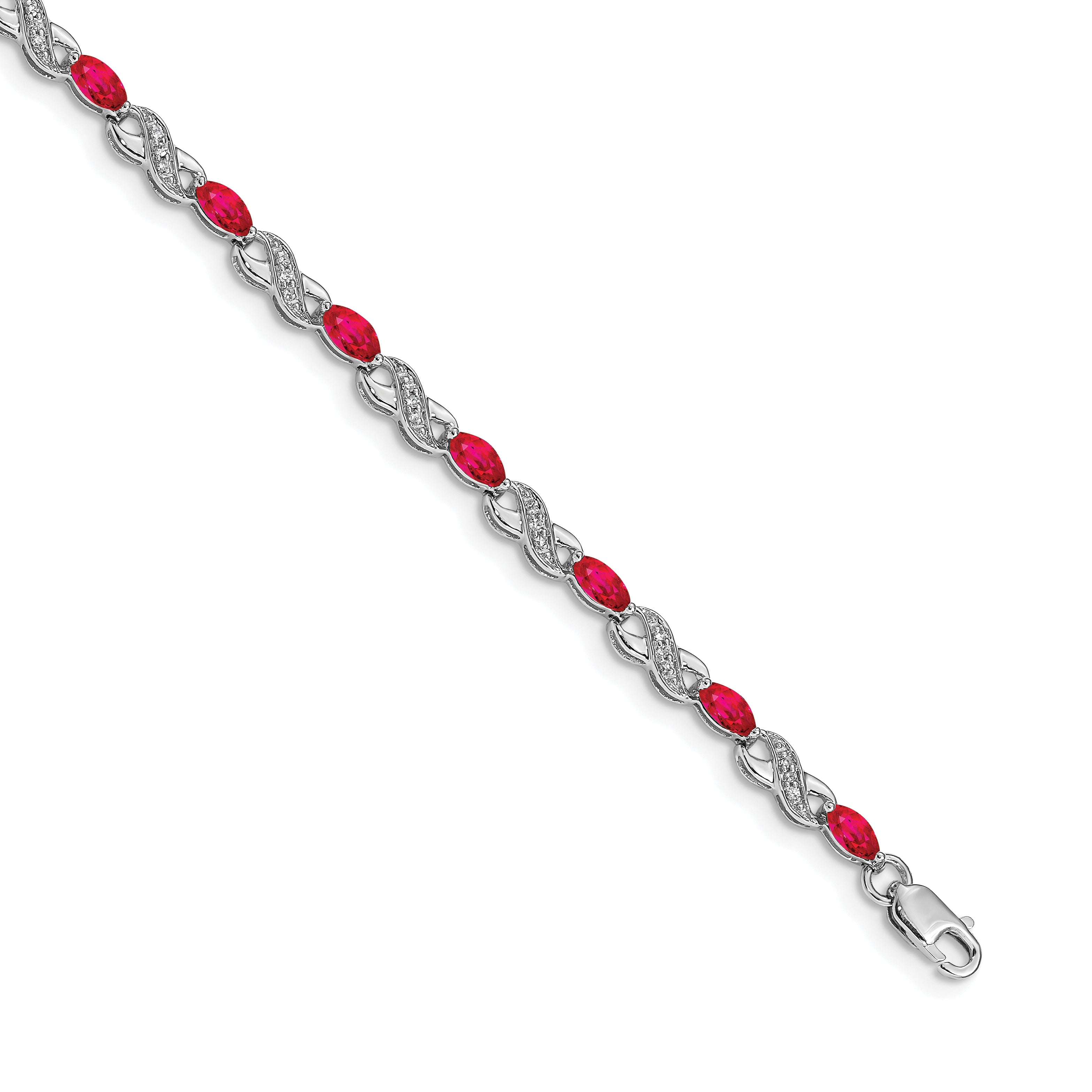 10k White Gold Diamond and Ruby Infinity Bracelet Main image