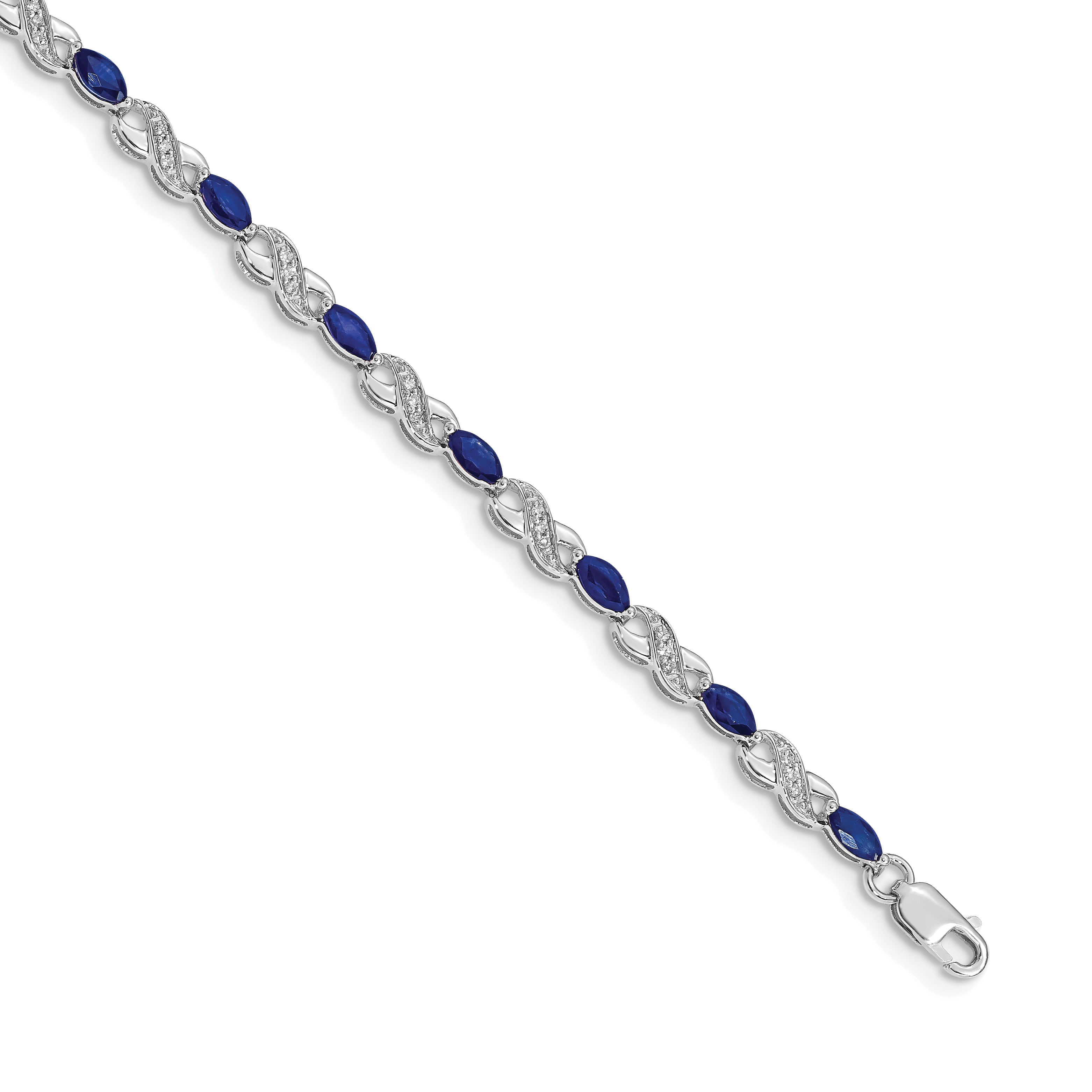 10k White Gold Diamond and Sapphire Infinity Bracelet Main image