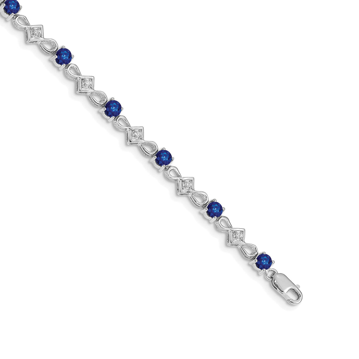 Round Fancy Diamond & Sapphire Bracelet in 10K White Gold (1/10 ct. tw.), 7 Inch - Sophia Jewelers Main image