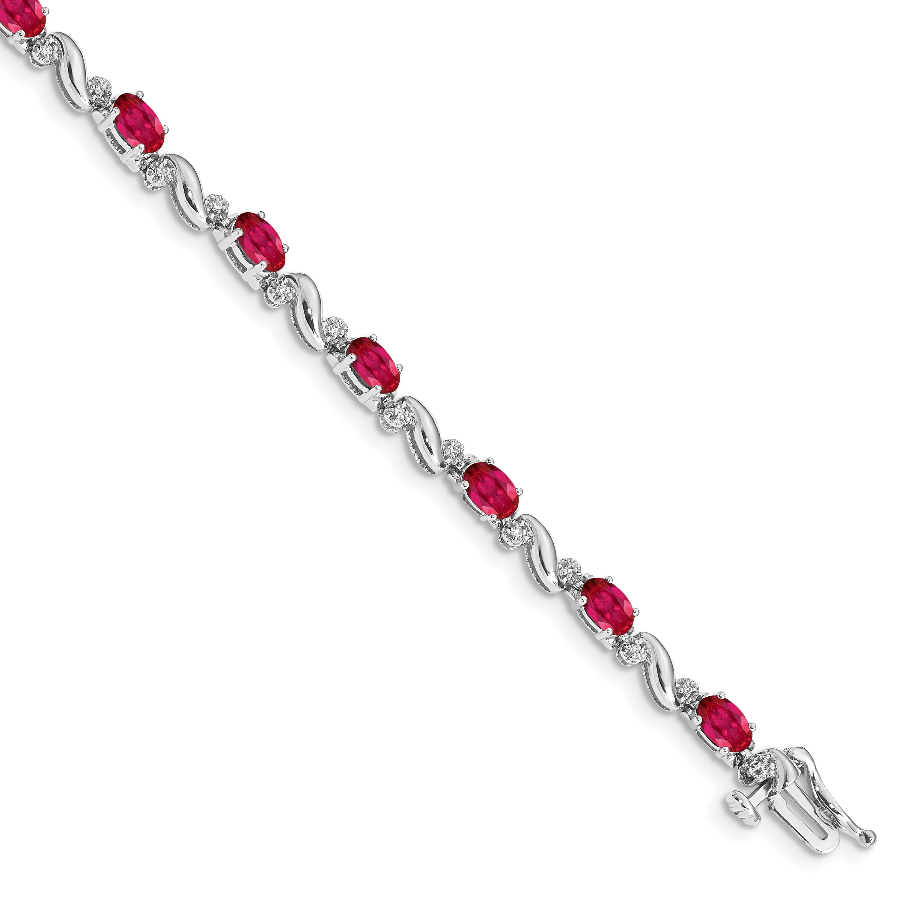 10k White Gold Diamond and Ruby Bracelet Main image
