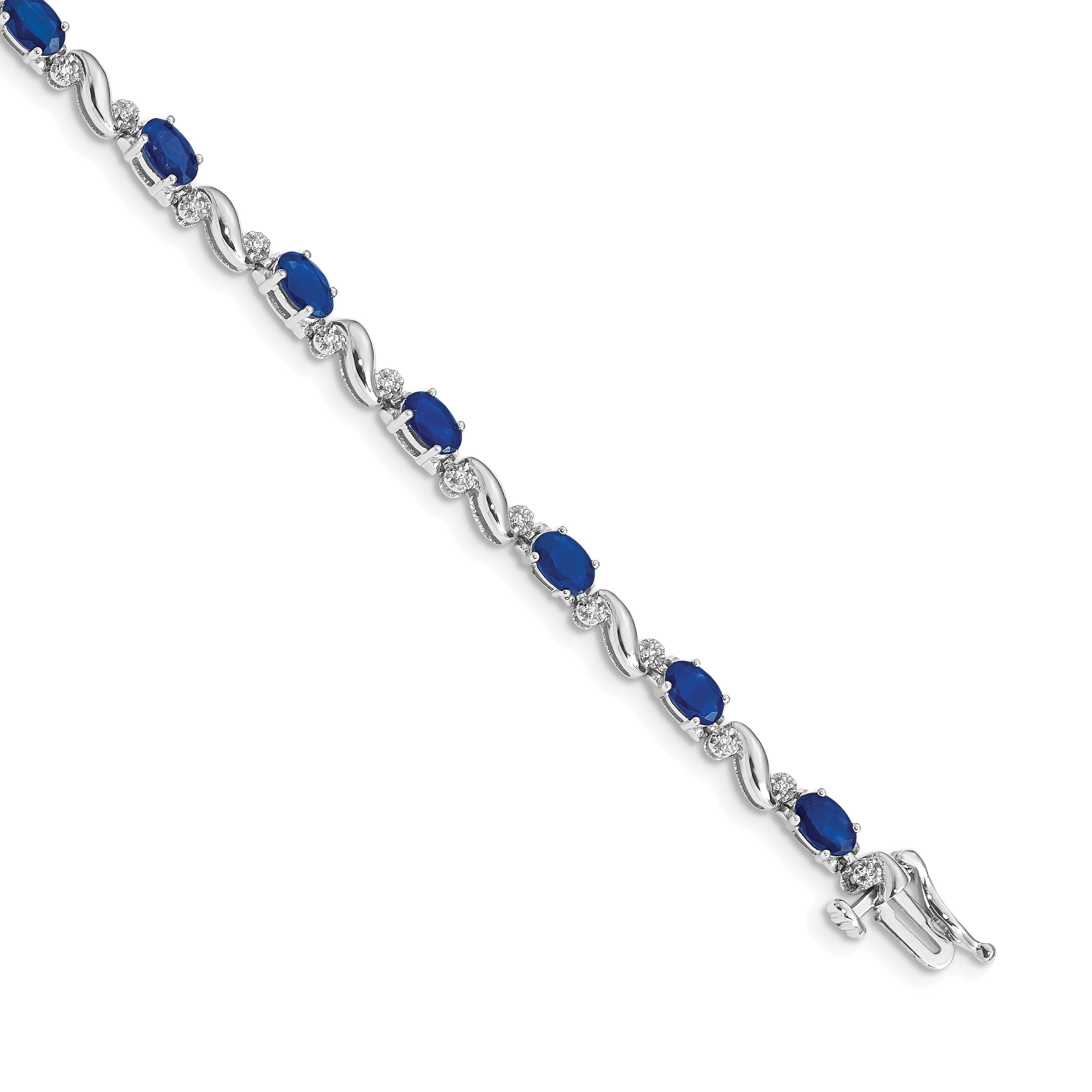 10k White Gold Diamond and Sapphire Bracelet Main image