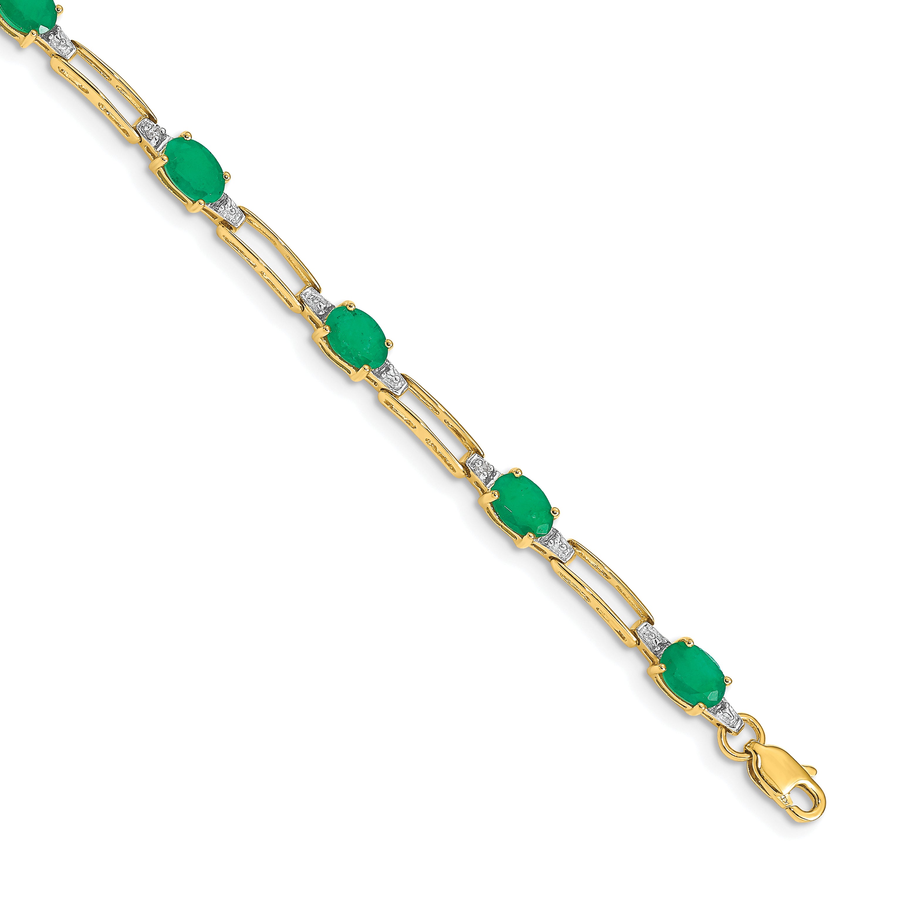 10k Diamond and Oval Emerald Bracelet Main image