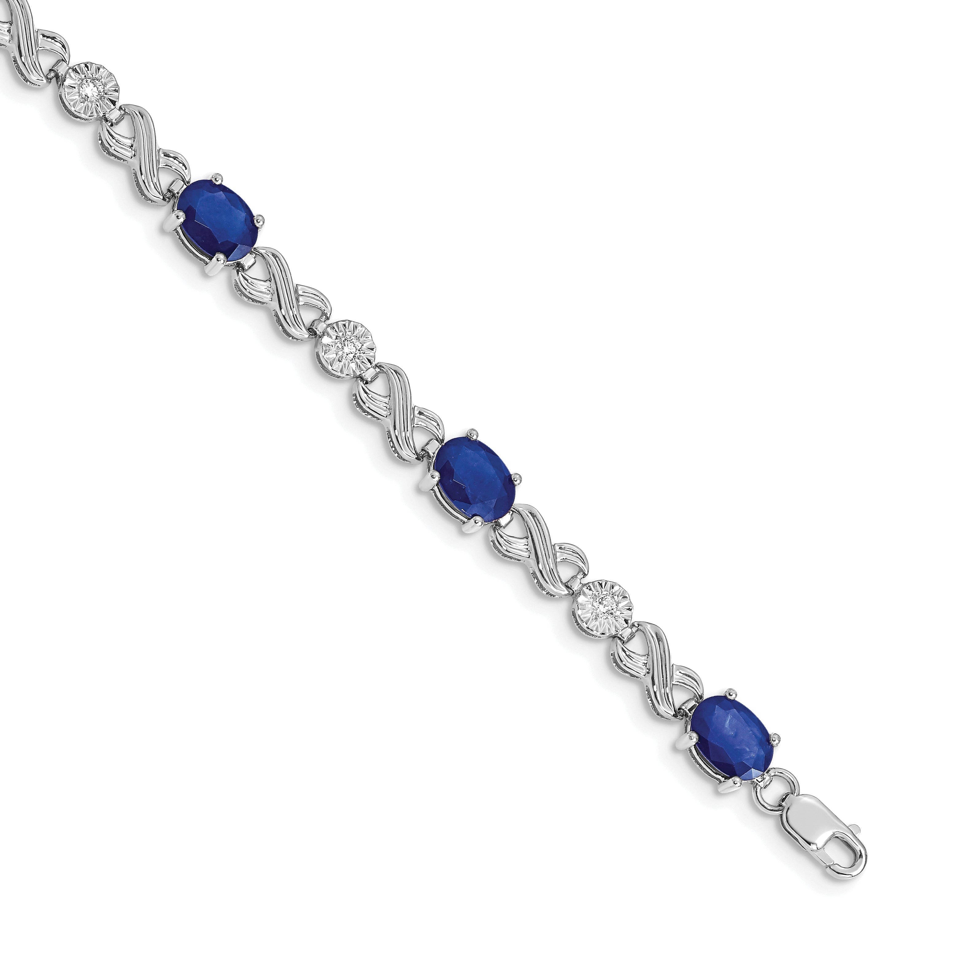 10k White Gold Diamond and Sapphire Infinity Bracelet Main image
