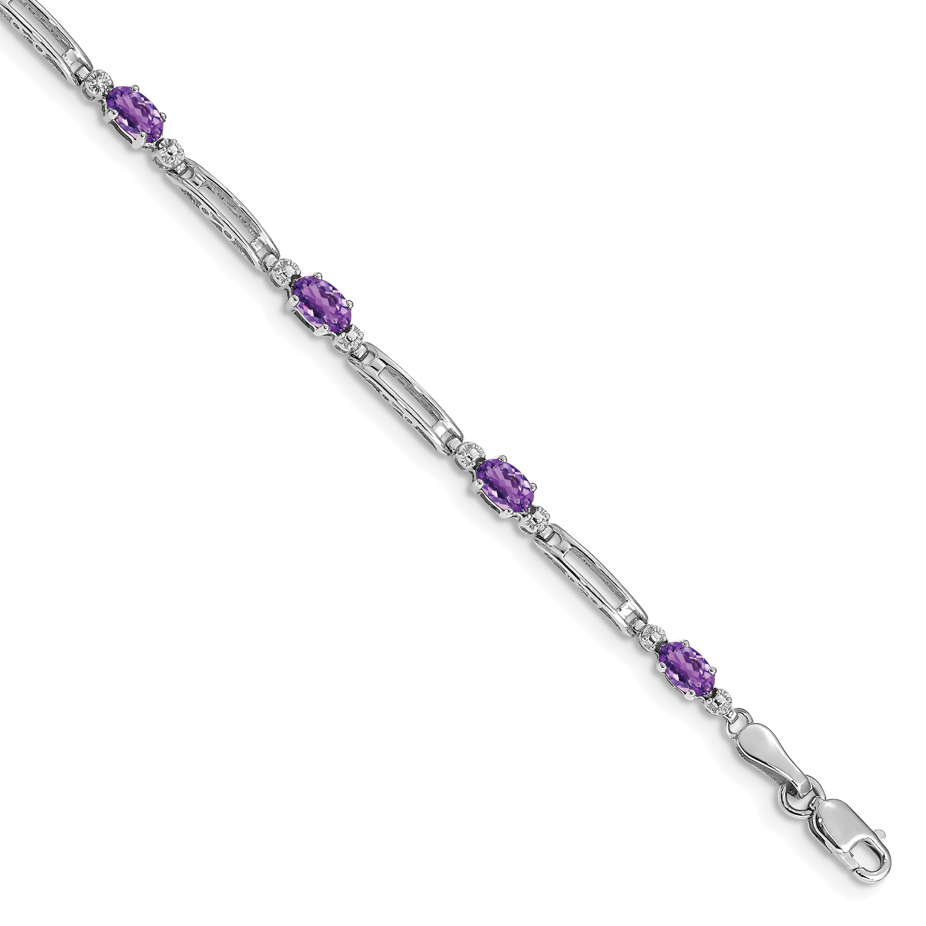 10k White Gold Diamond and Amethyst Bracelet Main image