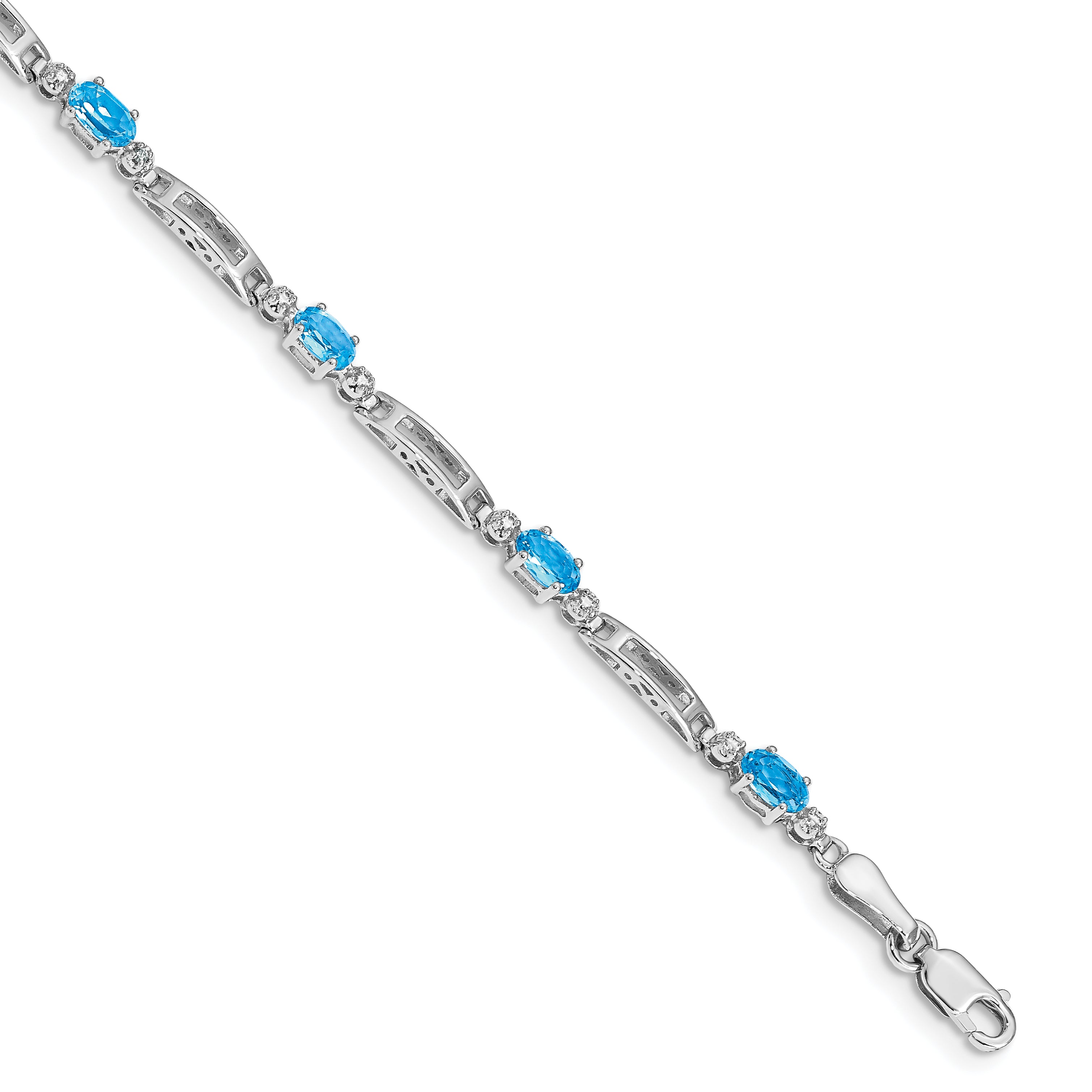 10k White Gold Diamond and Blue Topaz Bracelet Main image