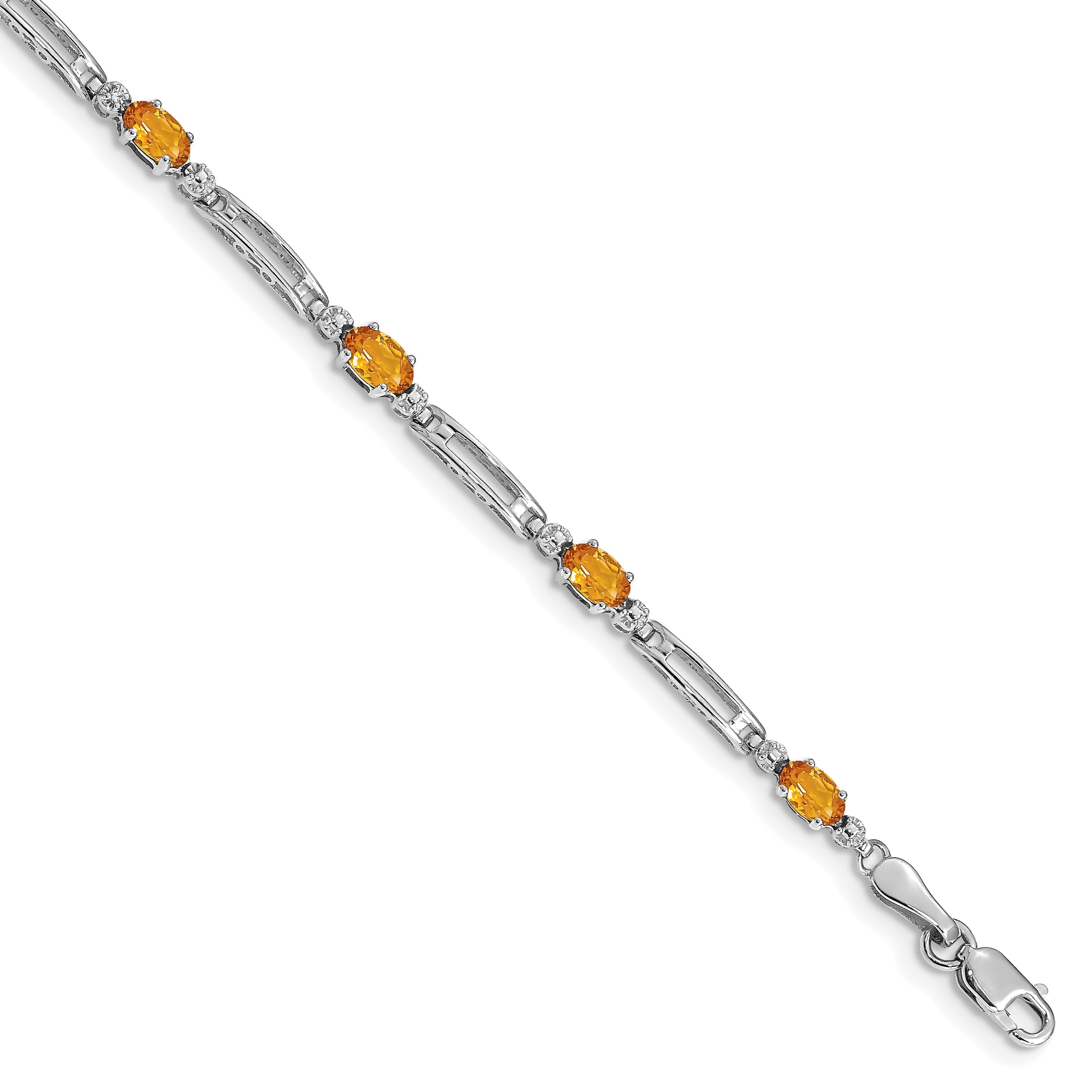 10k White Gold Diamond and Citrine Bracelet Main image