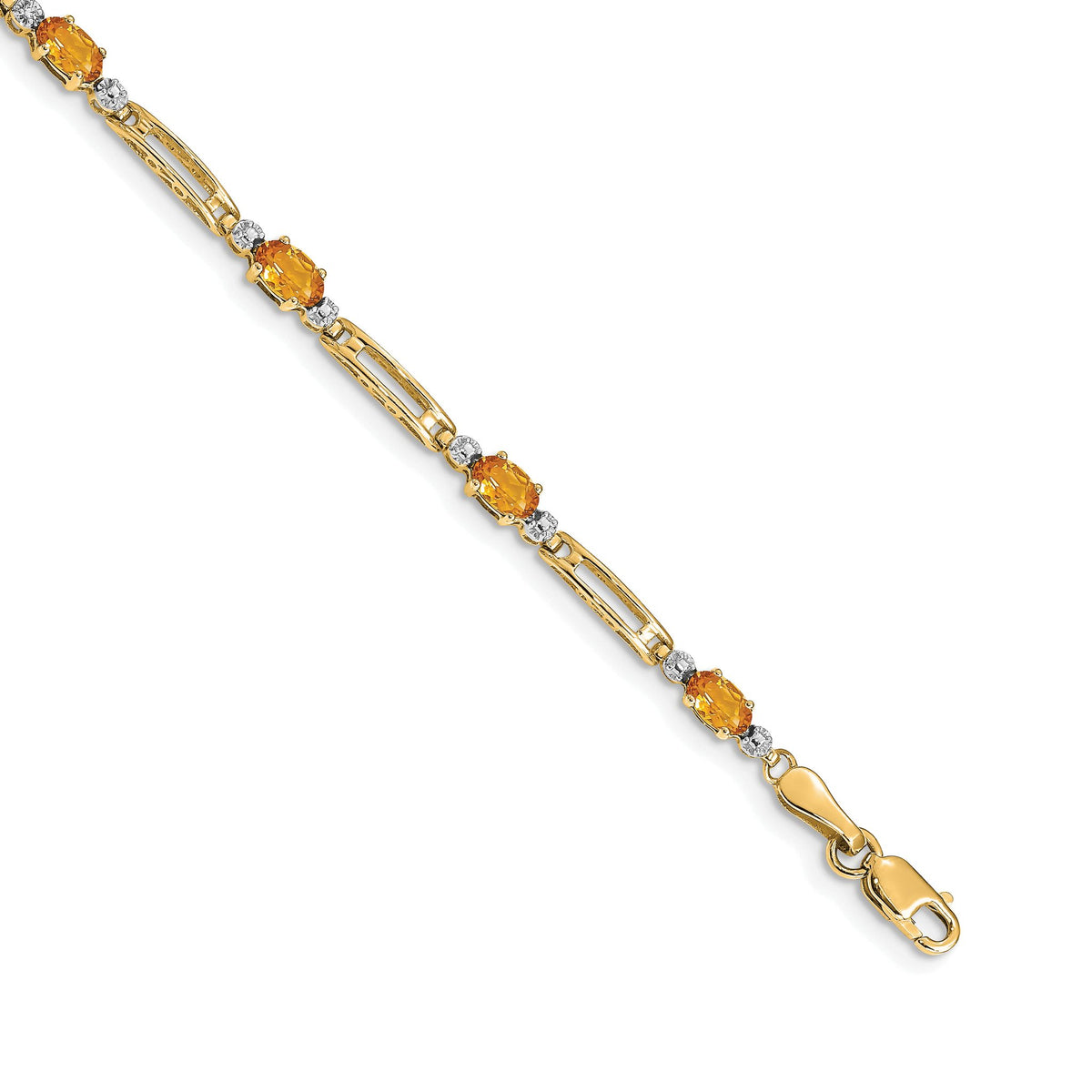 Diamond & Citrine Bracelet in 10K Yellow Gold, 3.5mm (0.01 ct. tw.), 7 Inch - Sophia Jewelers Main image