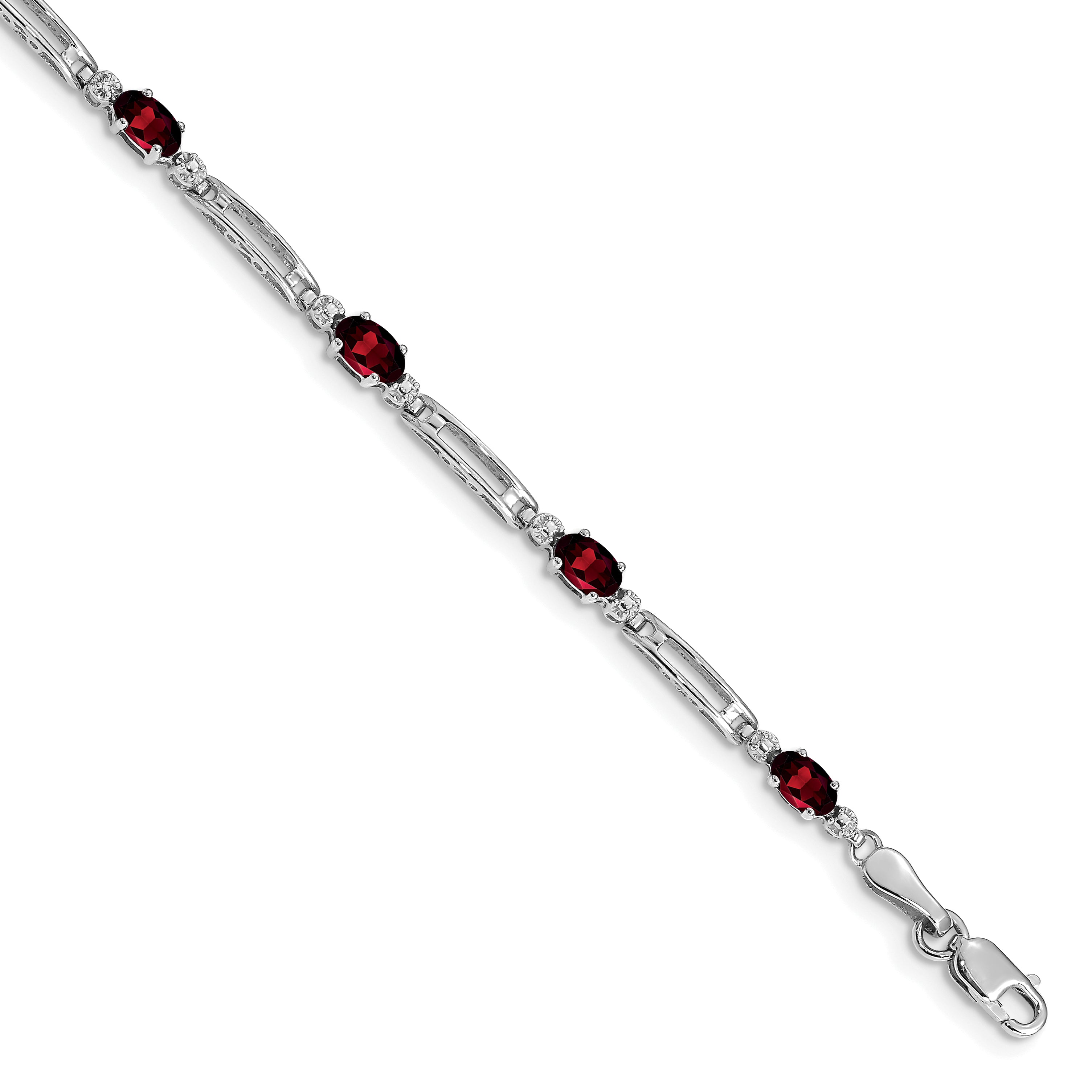 10k White Gold Diamond and Garnet Bracelet Main image