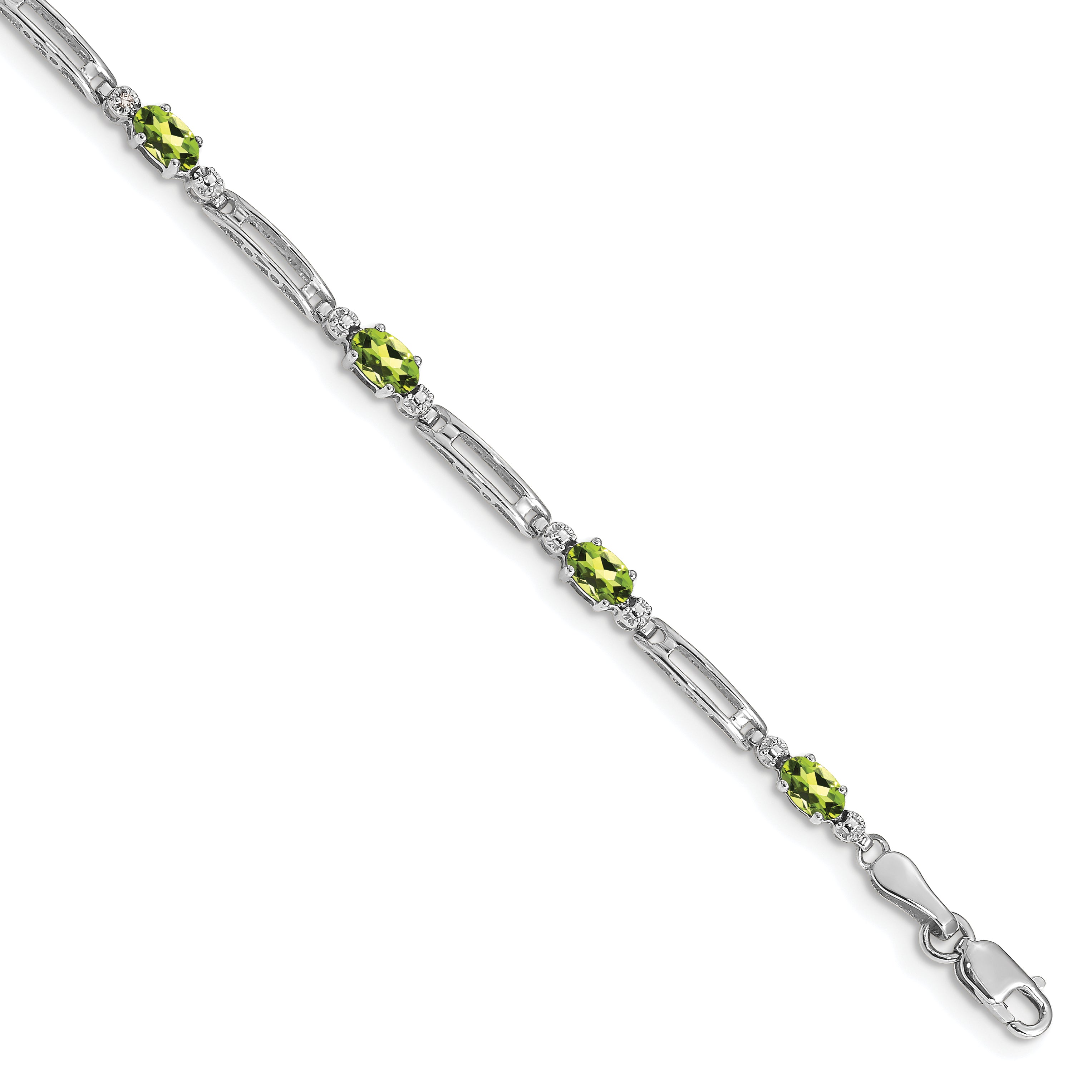 10k White Gold Diamond and Peridot Bracelet Main image