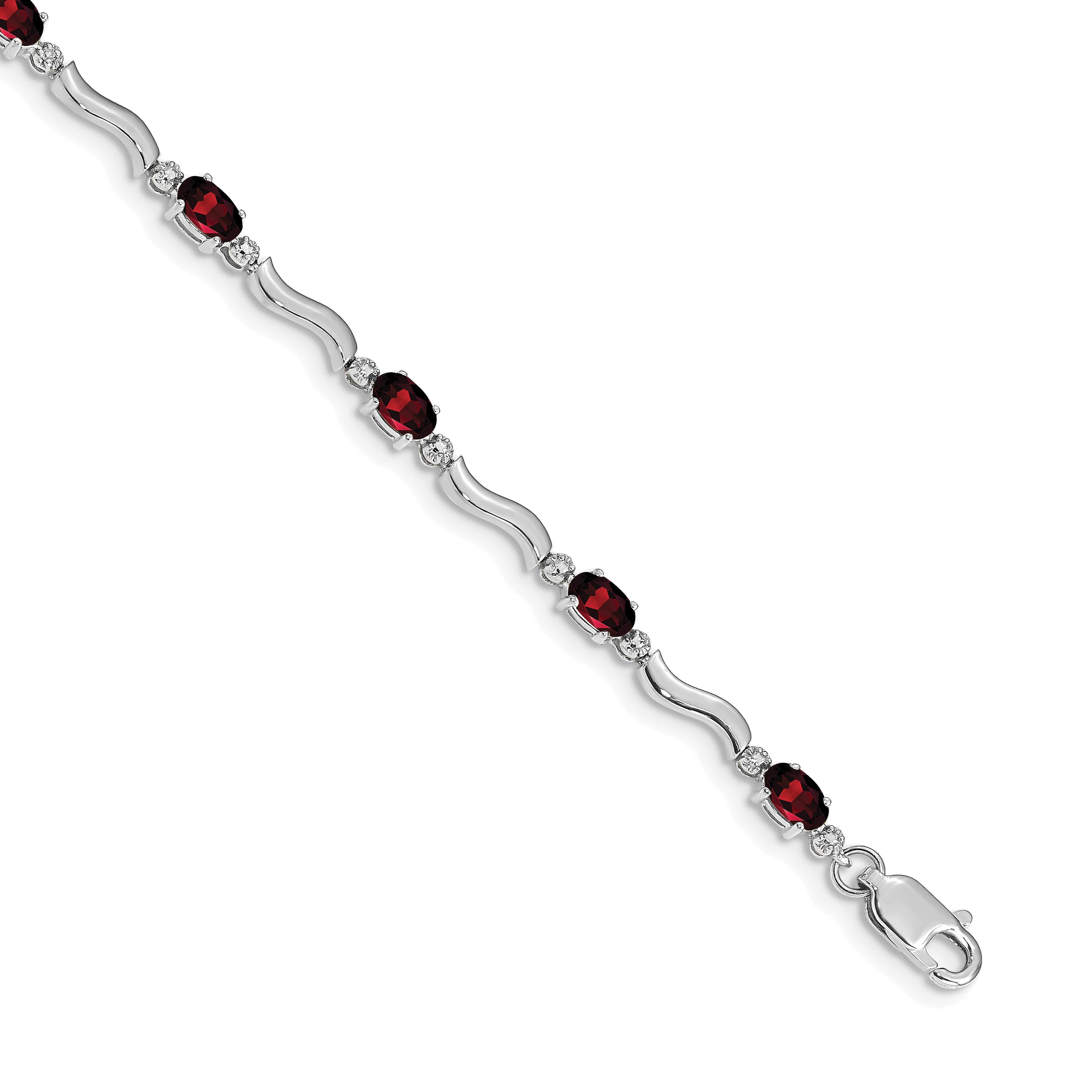 10k White Gold Fancy Diamond and Garnet Bracelet Main image