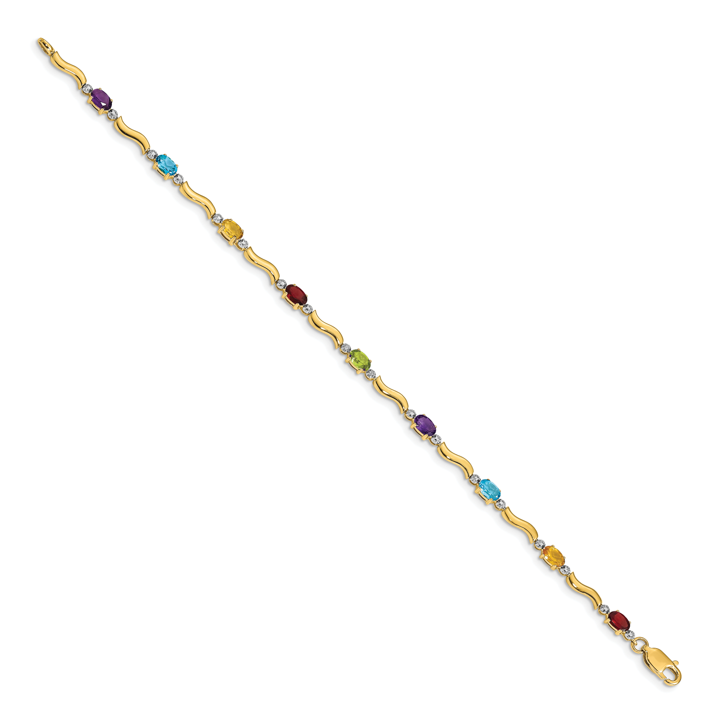 10k Diamond and Rainbow Gemstone Bracelet Secondary image