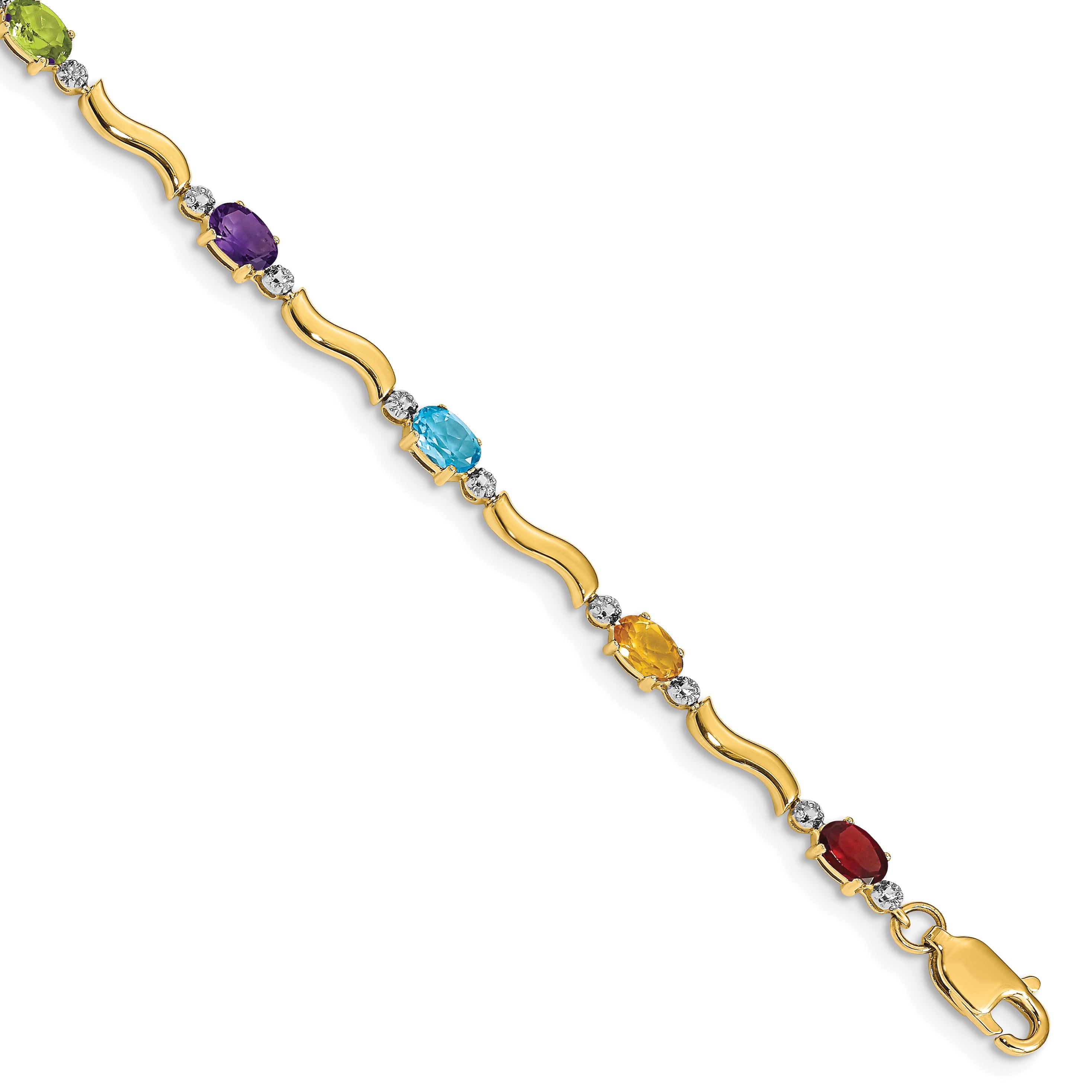 10k Diamond and Rainbow Gemstone Bracelet Main image