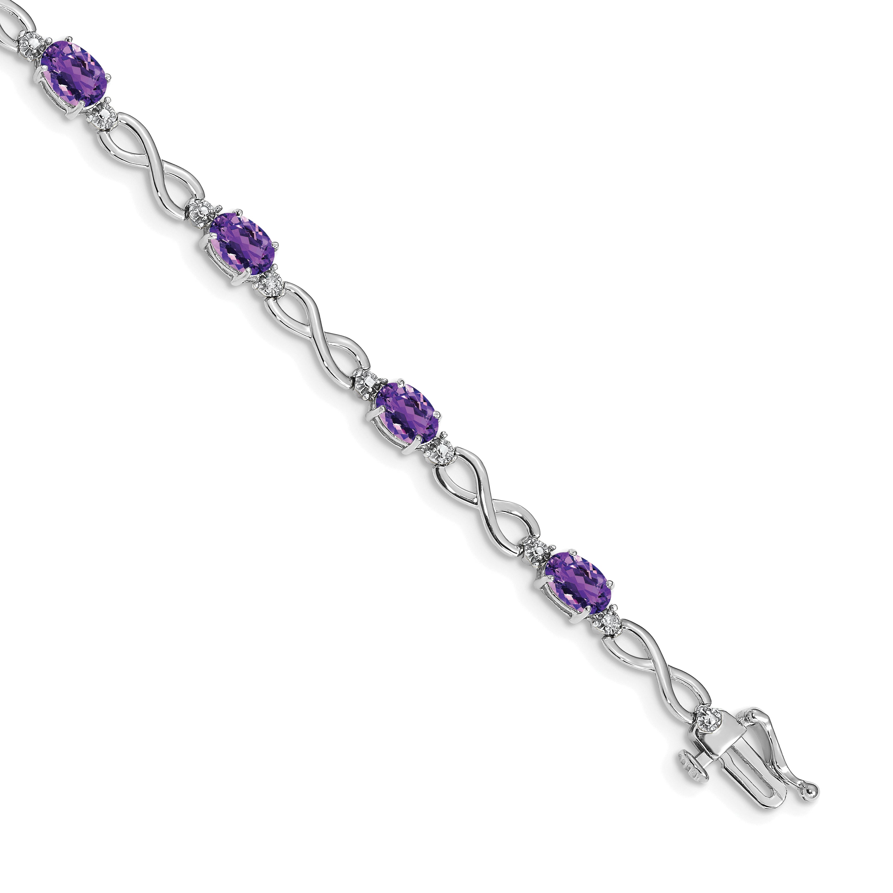 10k White Gold Amethyst and Diamond Infinity Bracelet Main image