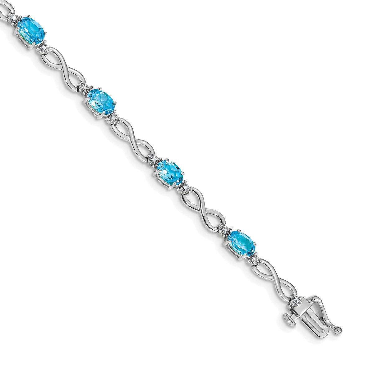 Blue Topaz & Diamond Infinity Bracelet in 10K White Gold (0.03 ct. tw.), 7 Inch - Sophia Jewelers Main image