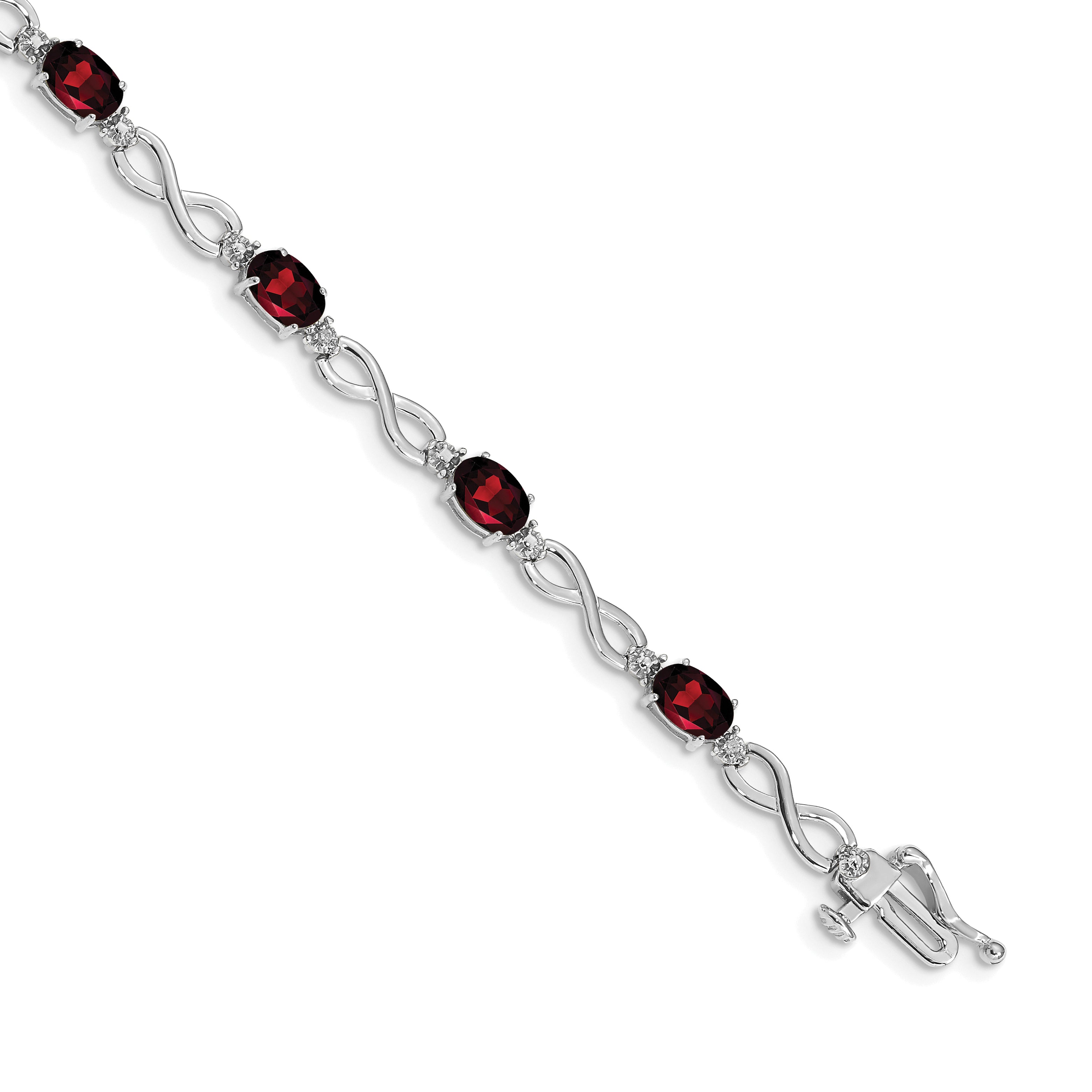 10k White Gold Garnet and Diamond Infinity Bracelet Main image