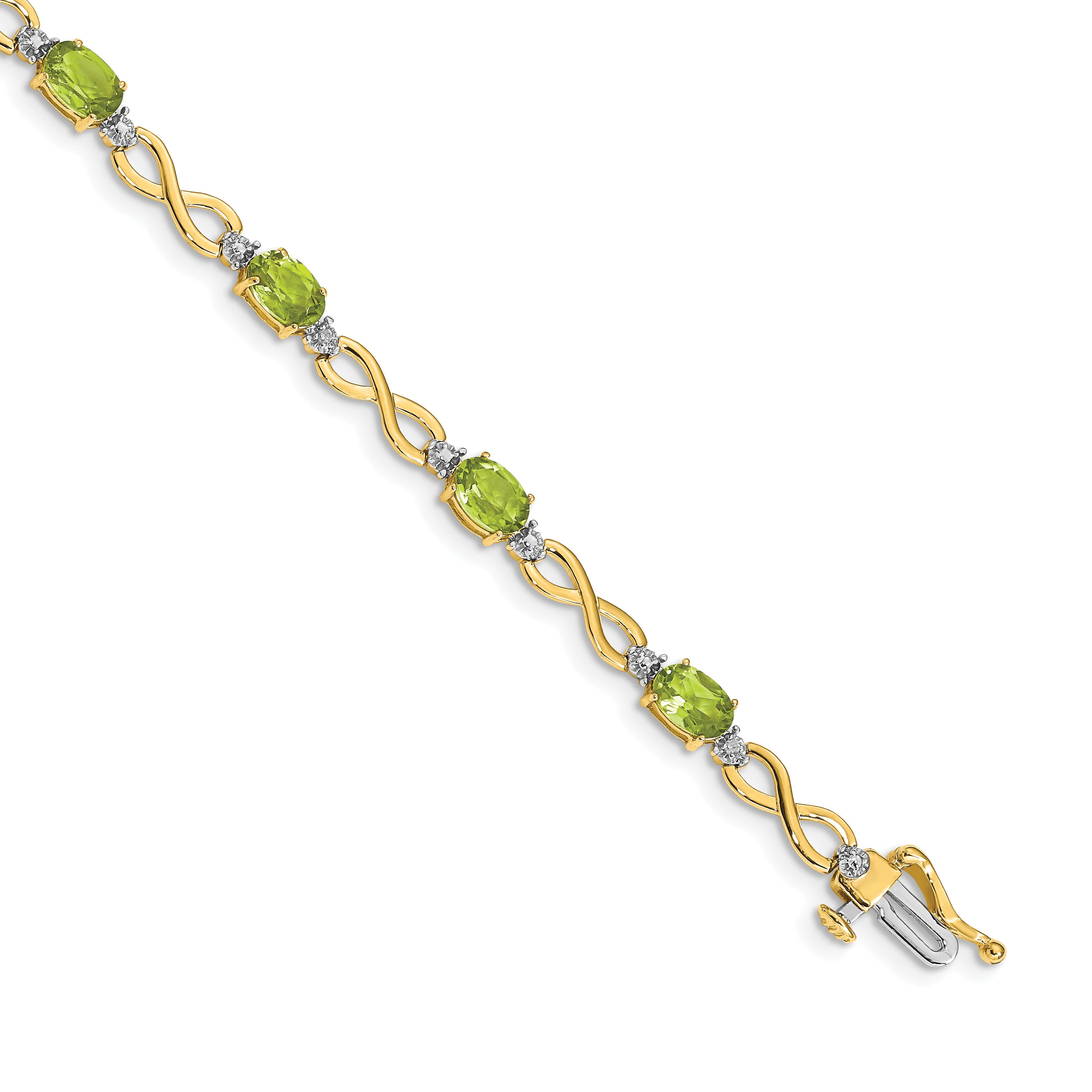 10k Peridot and Diamond Infinity Bracelet Main image