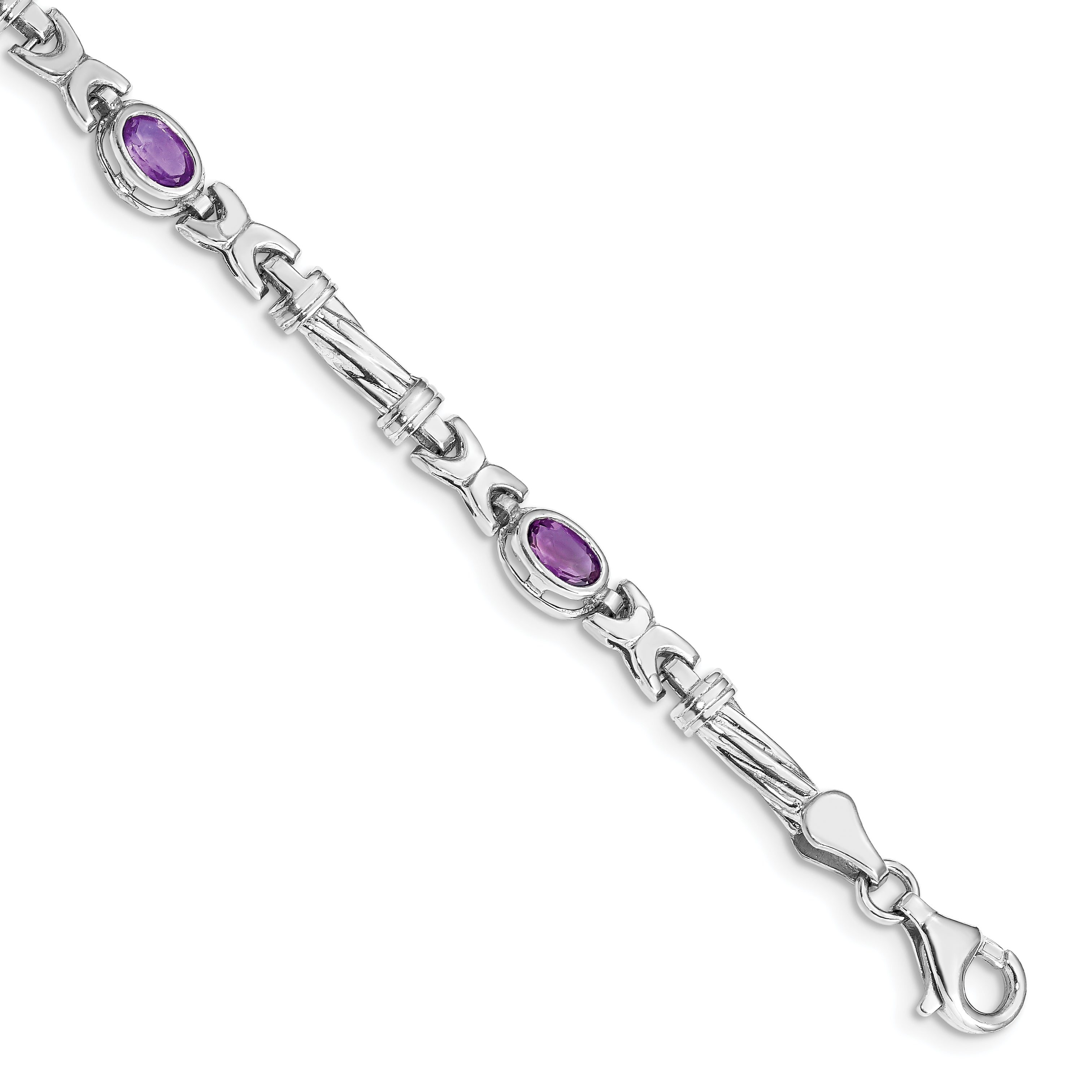 10k White Gold Amethyst 4 Stone Bracelet Main image