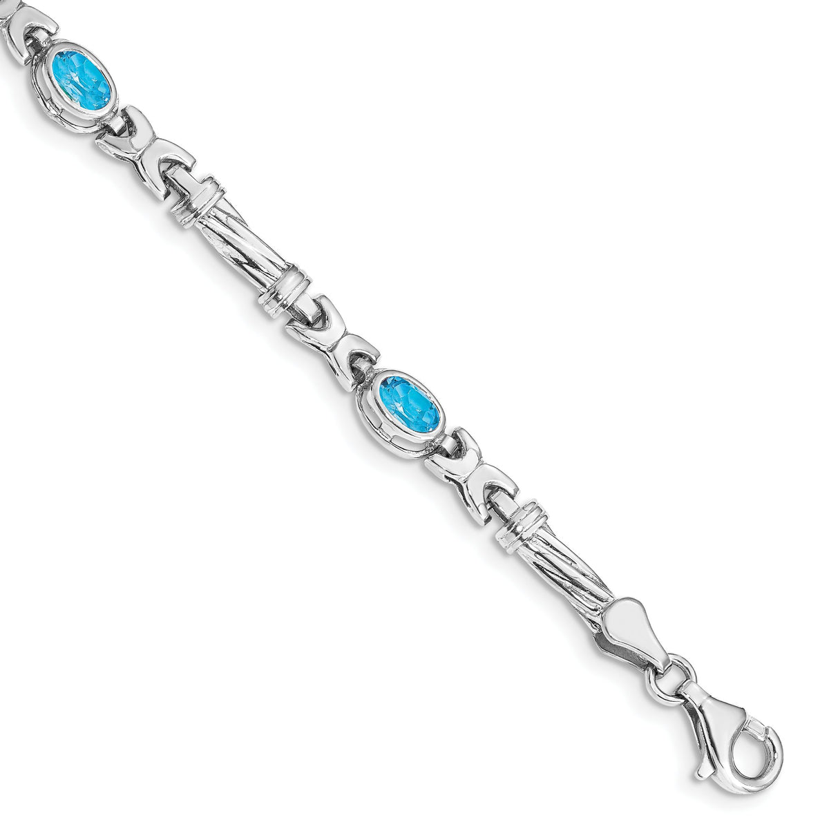 Blue Topaz Four-Stone Bracelet in 10K White Gold, 5mm, 7 Inch - Sophia Jewelers Main image