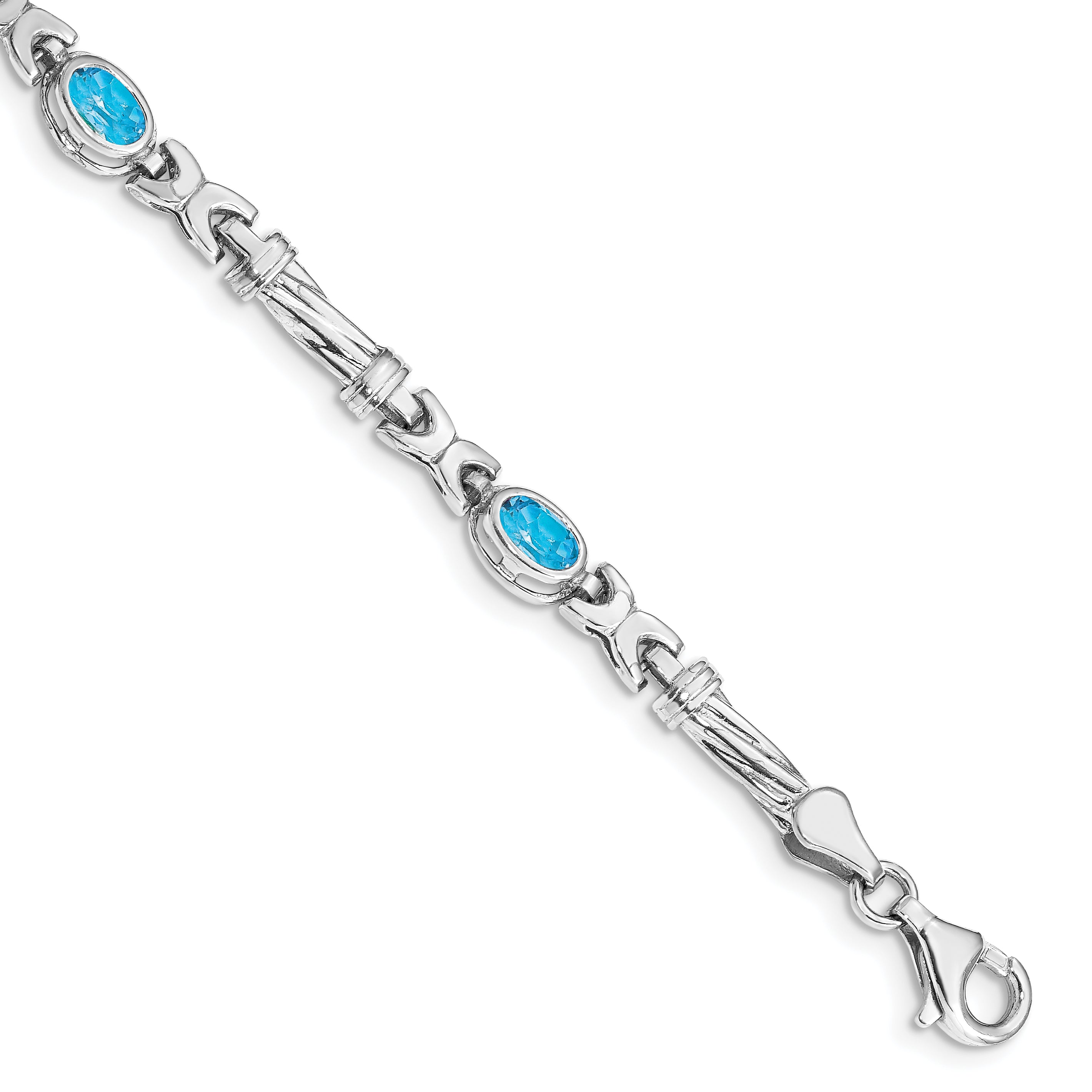 10k White Gold Blue Topaz 4 Stone Bracelet Main image