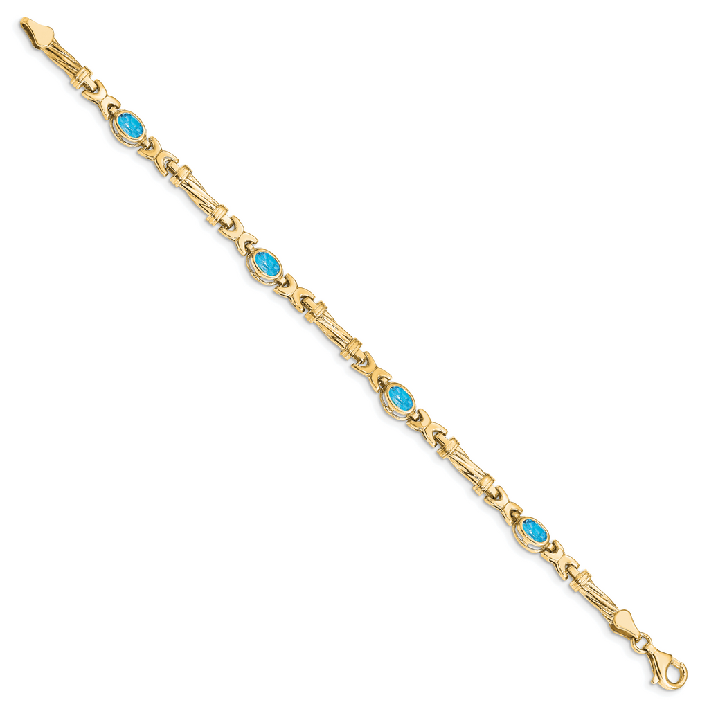 10k Blue Topaz 4 Stone Bracelet