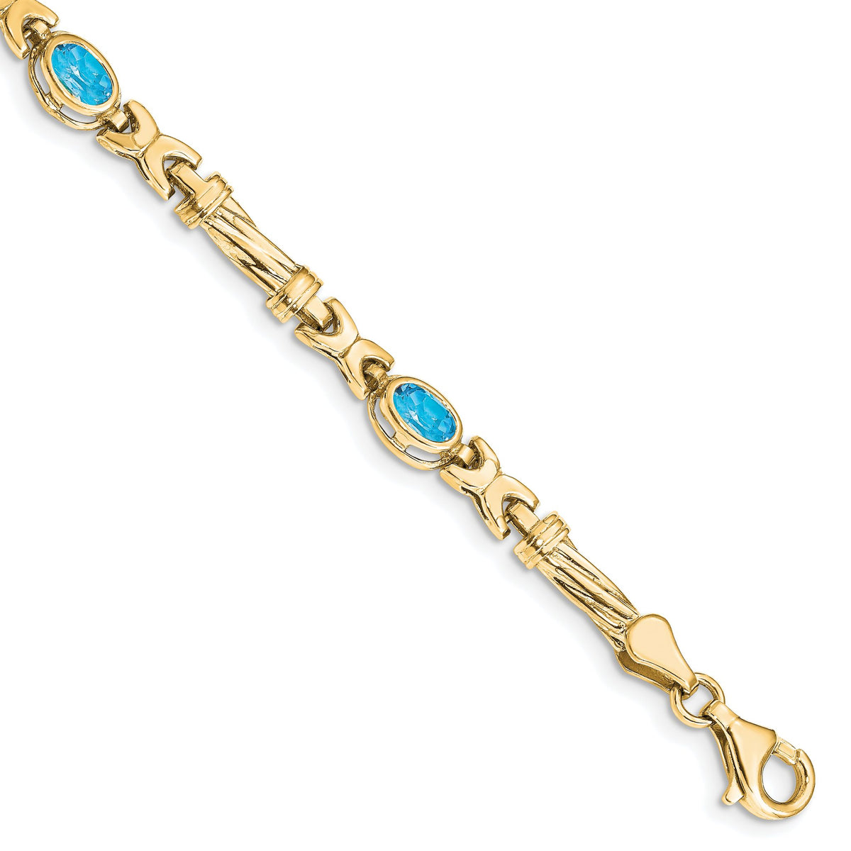 Blue Topaz Four-Stone Bracelet in 10K Yellow Gold, 5mm - Sophia Jewelers Main image