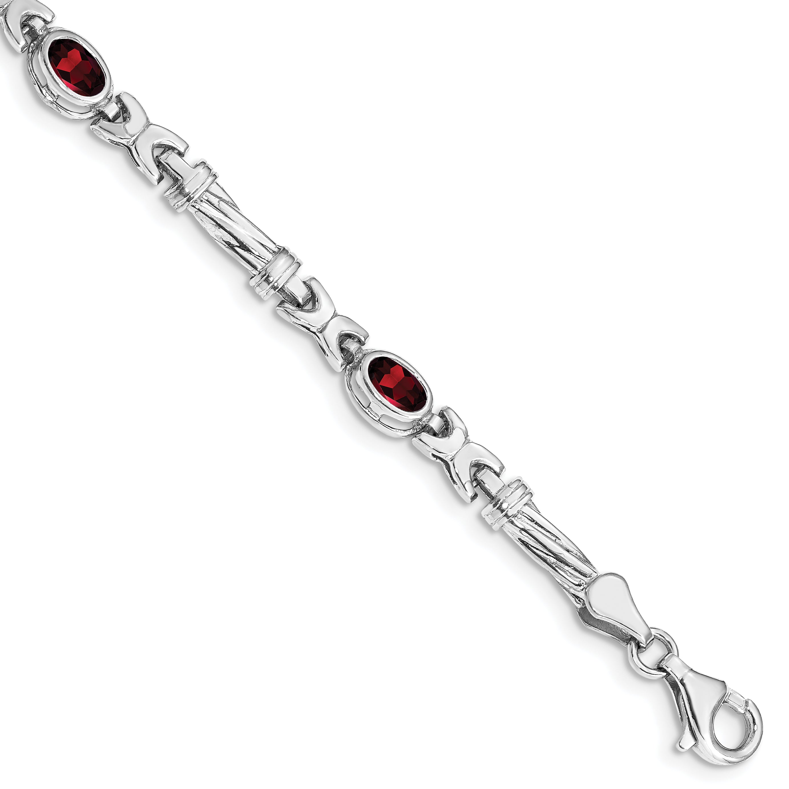 10k White Gold Garnet 4 Stone Bracelet Main image
