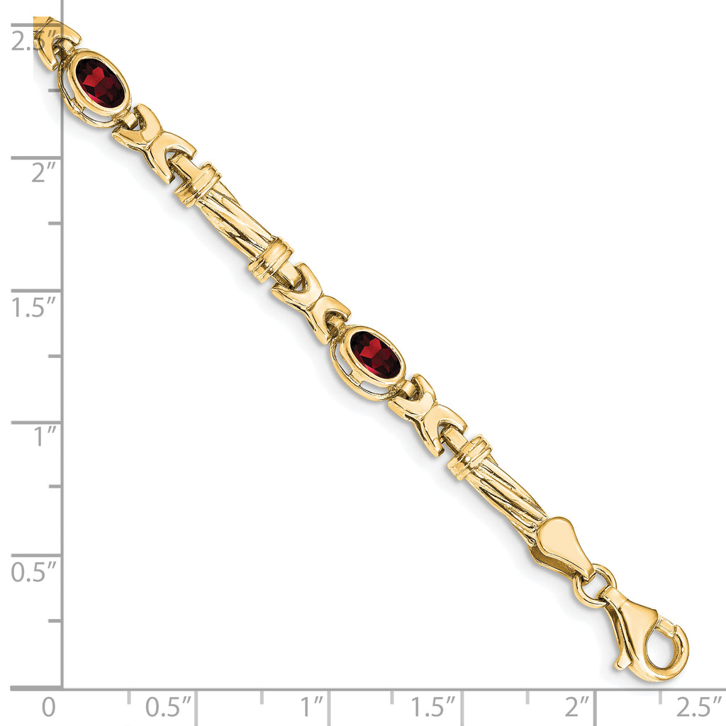 10k Garnet 4 Stone Bracelet