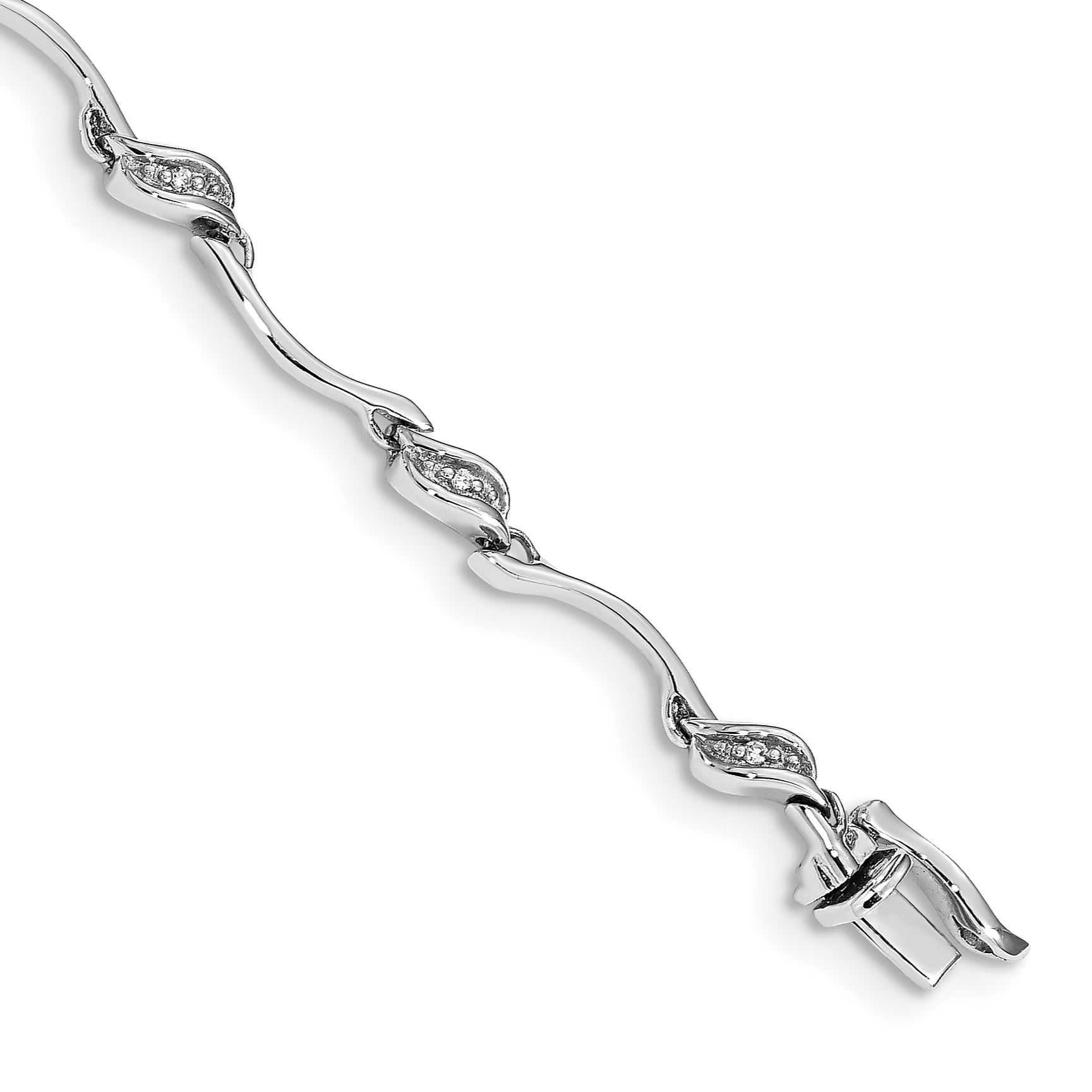 10k White Gold Diamond Link Bracelet Main image