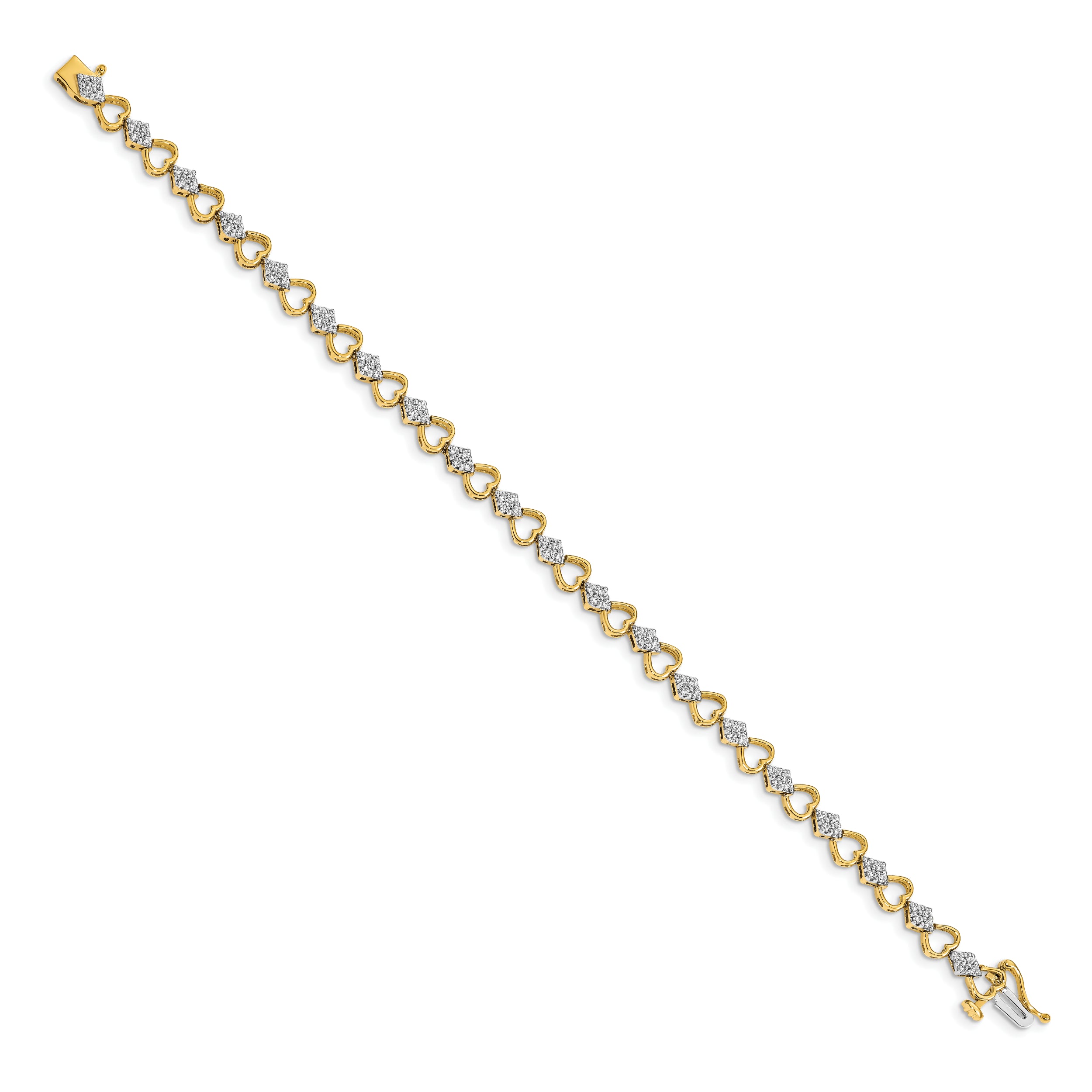 14k 1 carat Lab Grown Diamond VS/SI+ G+ 7.5 inch Heart Link Bracelet
