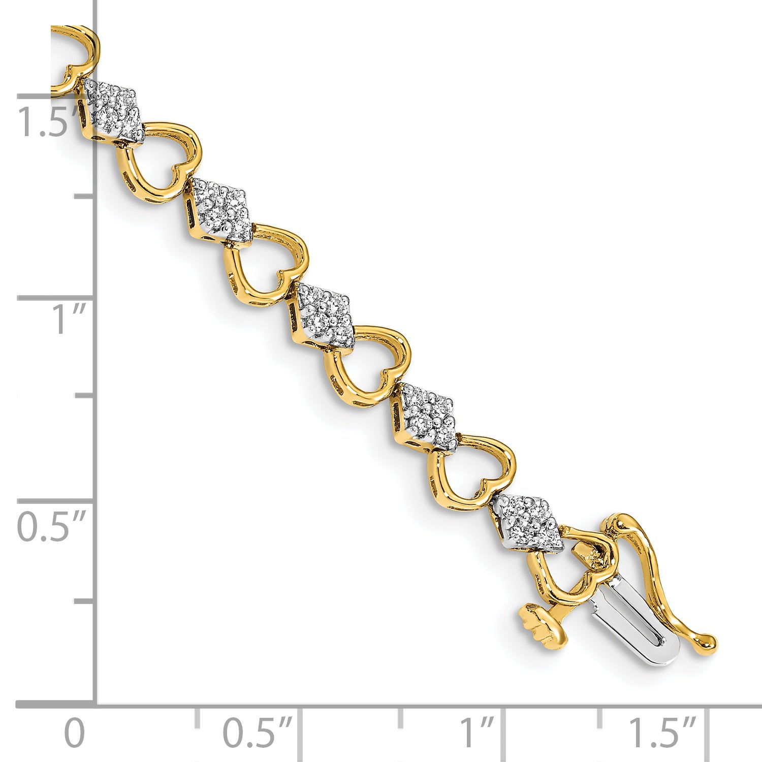 14k Complete 1.08 carat Diamond Heart Link 7 inch Bracelet - Sophia Jewelers