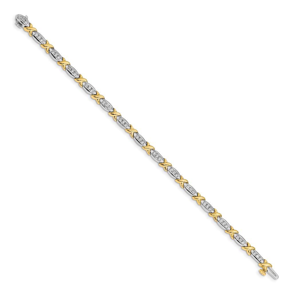 Women's 14K Two-Tone Gold 1 ct Lab-Grown Diamond Tennis Bracelet