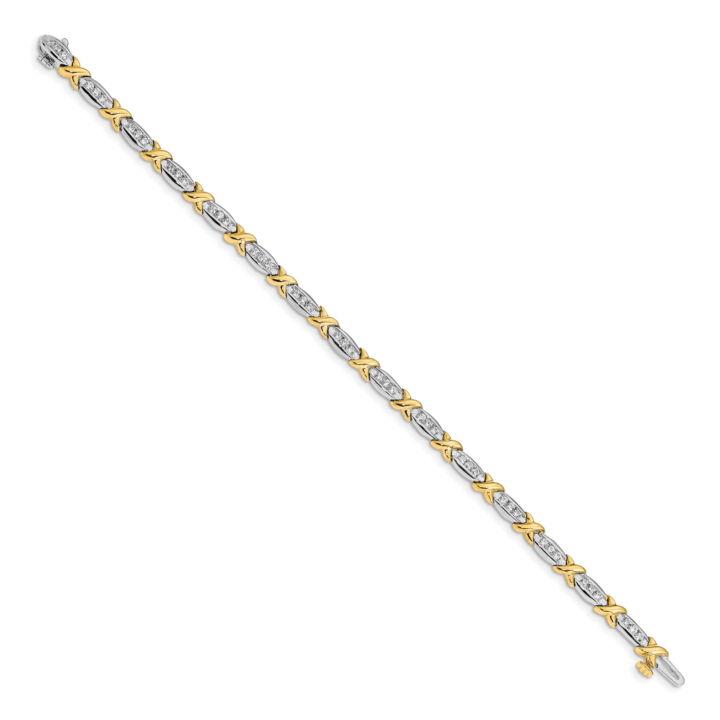 14k Two-Tone 1 carat Lab Grown Diamond VS/SI+ G+ 6.5 inch Tennis Bracelet