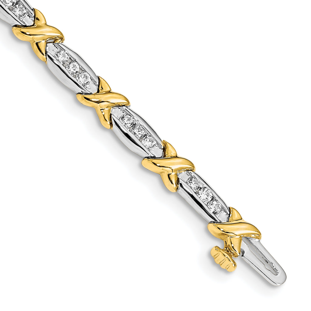 Women's 14K Two-Tone Gold 1 ct Lab-Grown Diamond Tennis Bracelet