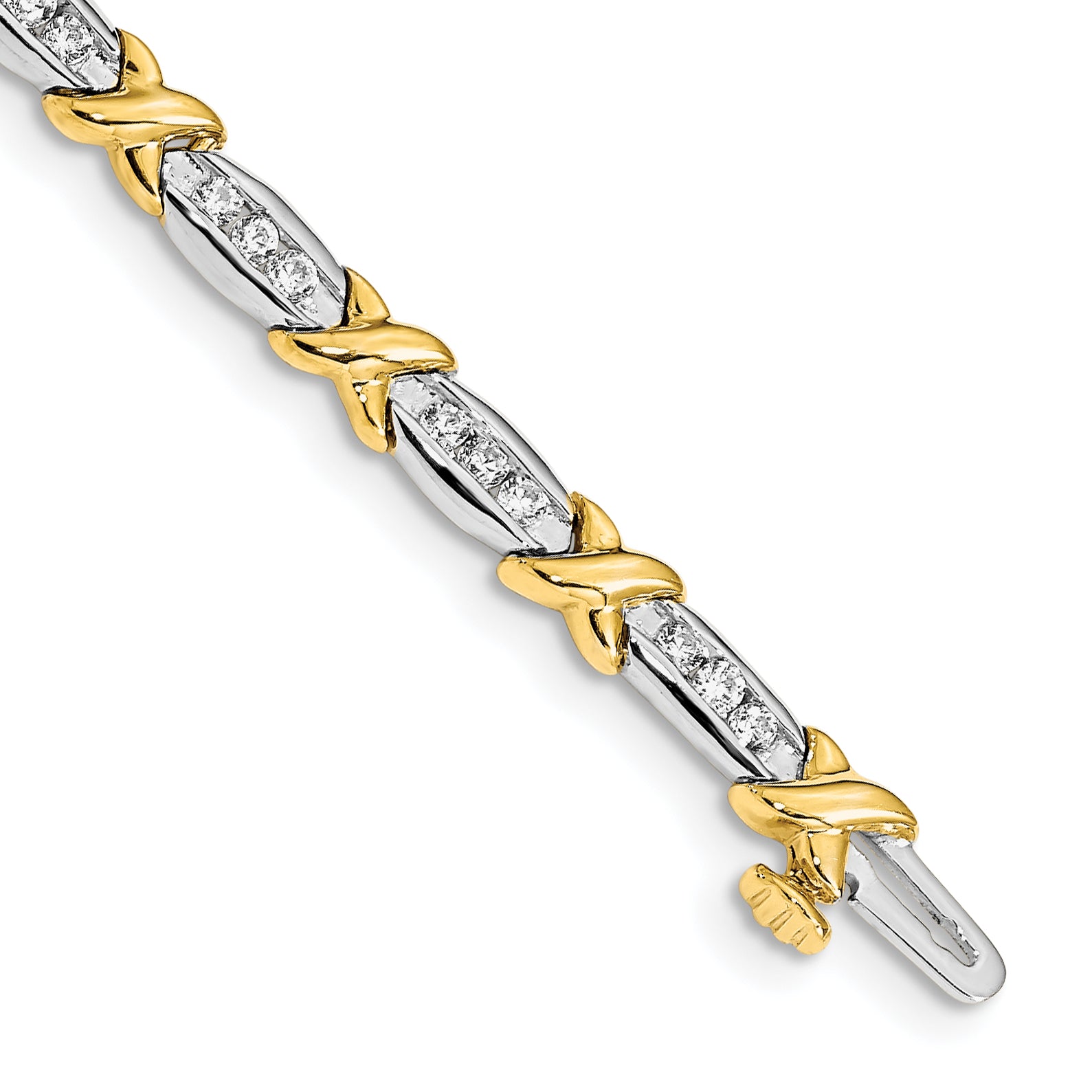 Women's 14K Two-Tone Gold 1 ct Lab-Grown Diamond Tennis Bracelet