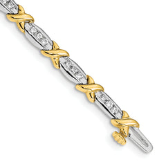 14k Two-Tone 1 carat Lab Grown Diamond VS/SI+ G+ 6.5 inch Tennis Bracelet