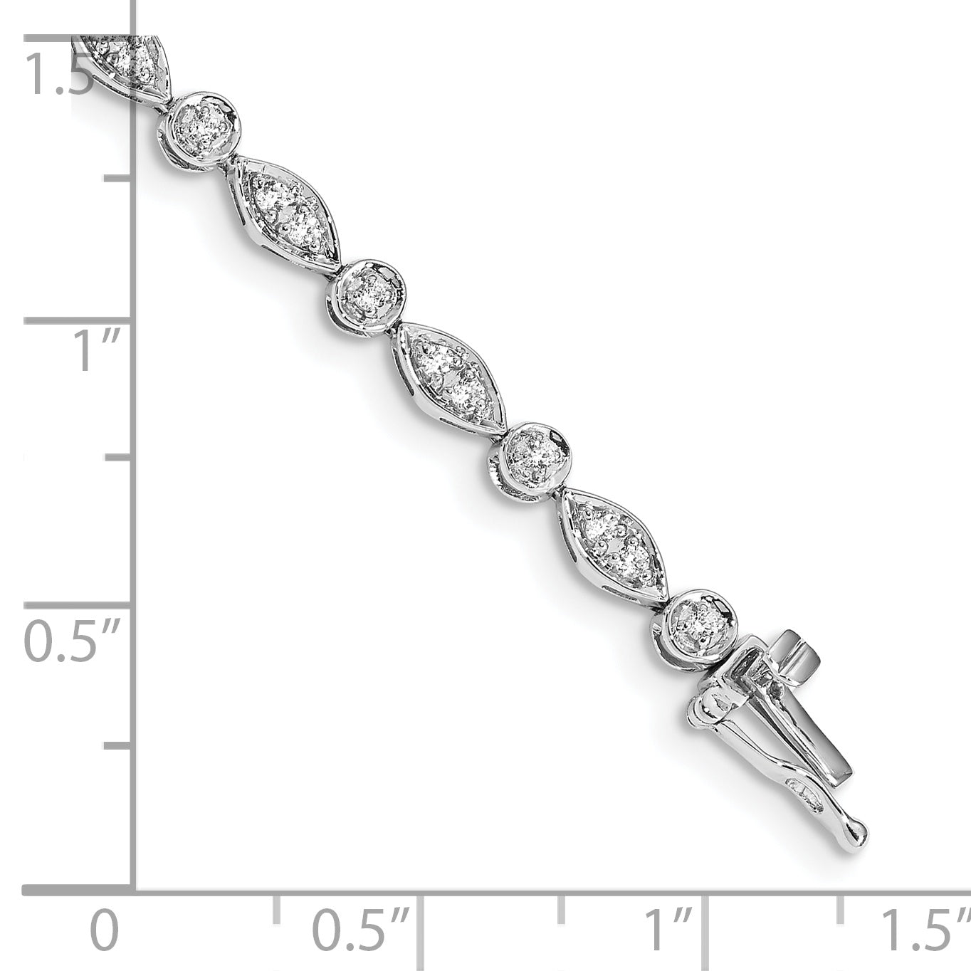 14k White Gold Complete 3/4 carat Diamond Round and Oval Link 7 inch Bracelet - Sophia Jewelers