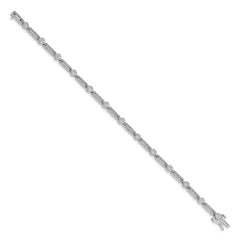 14k White Gold Diamond Circle and Rectangle Link Bracelet