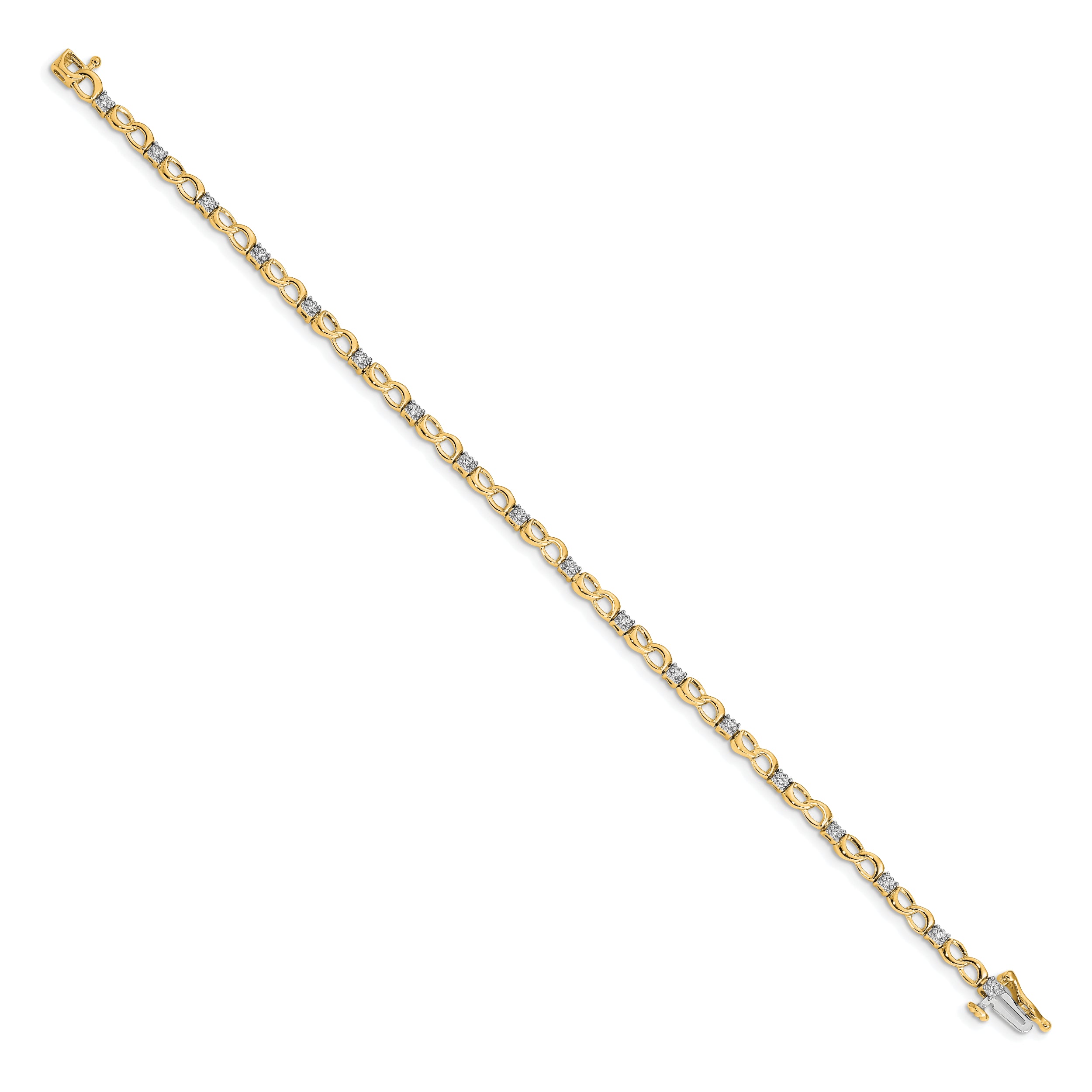 14k Complete 1/6 carat Diamond Figure 8 Link 7 inch Bracelet