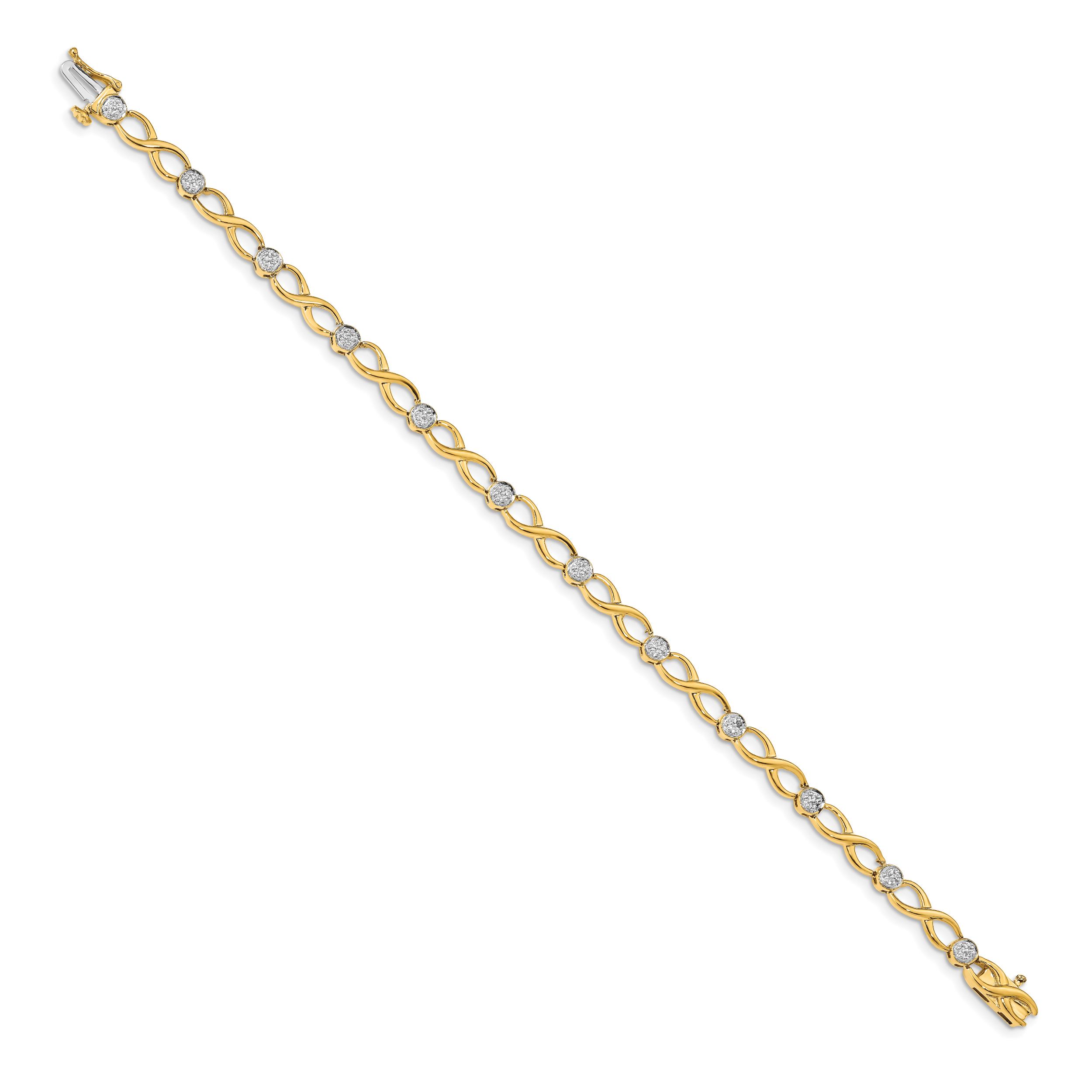 14k Complete 1/8 carat Diamond Infinity Link 7 inch Bracelet Secondary image